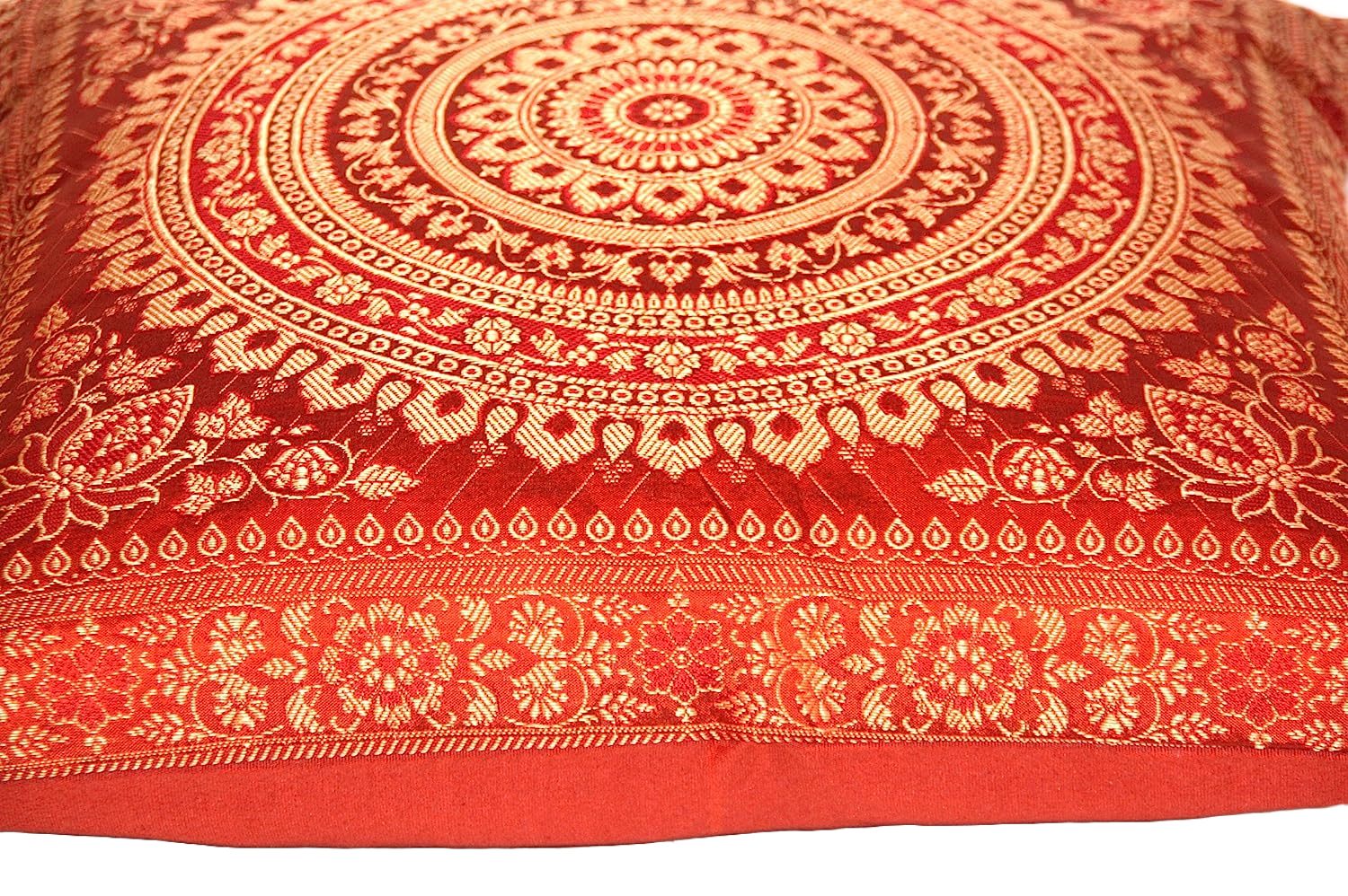 Ruwado Dekokissen - Handgefertigt Kissenbezug aus Indische Banarasi Seide - 40cmx40cm, "Handgewebt und Handgenäht aus Indien"
