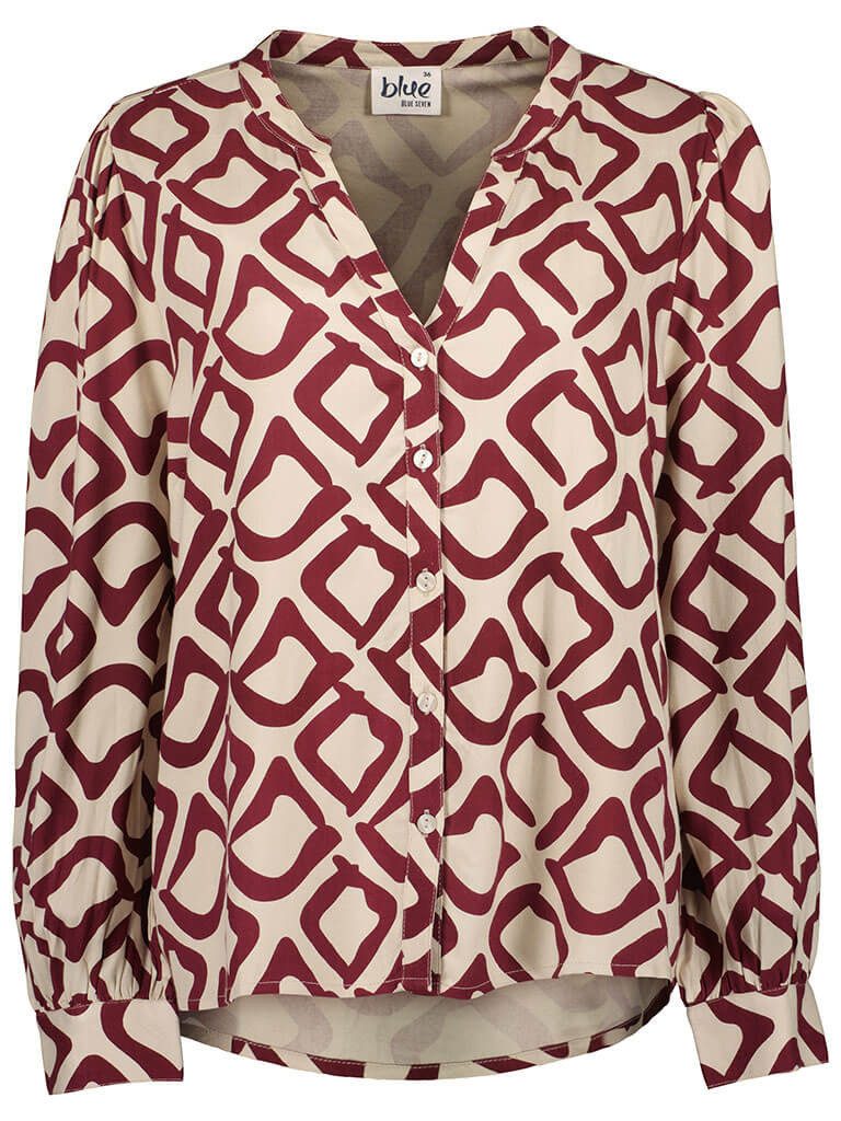 Blue Seven Blusenshirt Damen Bluse Allover-Print mit Henley-Ausschnitt und günstig online kaufen