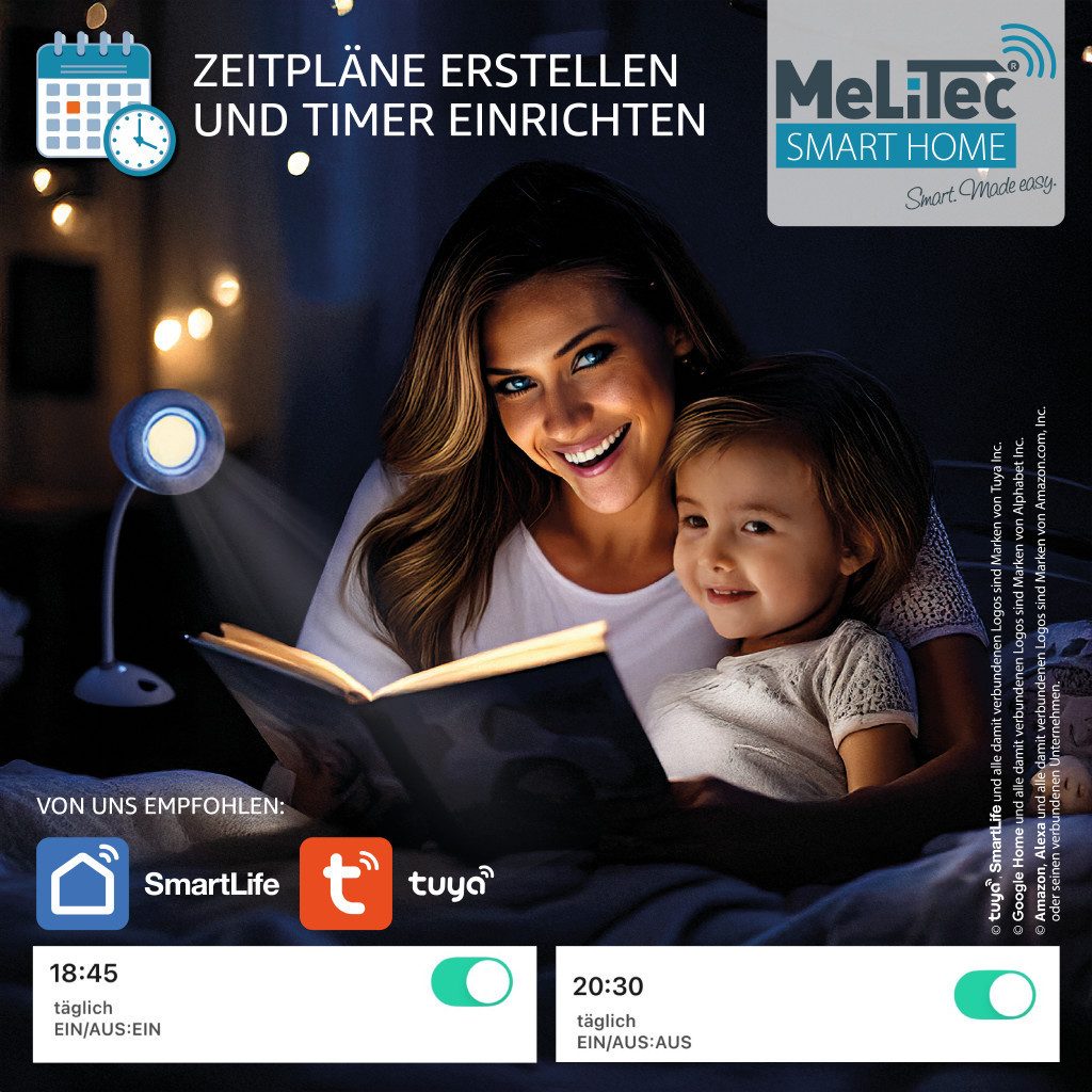 MeLiTec Smart Home Steckdosenleiste "SMART-SFG01-4H" Smarte Vierfach-Steckdosenleiste, Sendefrequenz: 2,4 GHz / Sendeleistung: max. 0,5 mW