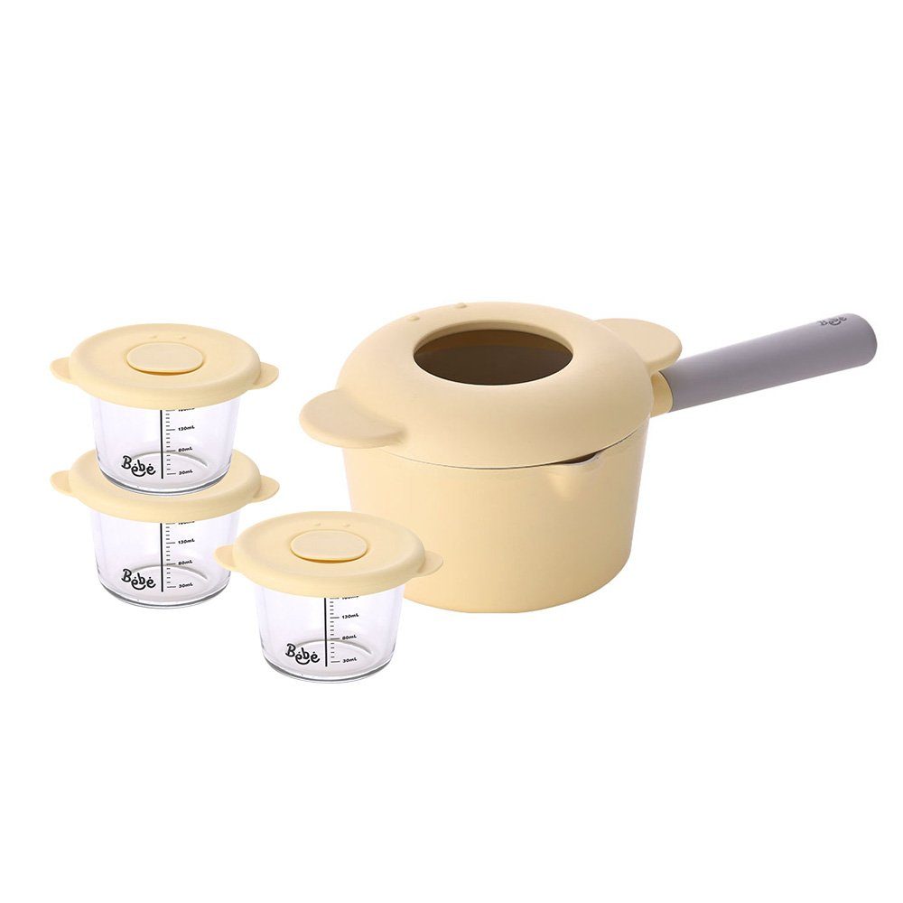 NEOFLAM® Kochtopf BÉBÉ Kochtopf 18cm Set - Gelb, Aluminiumguss (4-tlg)