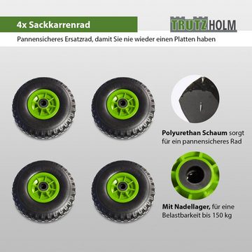TRUTZHOLM Sackkarren-Rad 4x Sackkarrenrad Vollgummi 260x85mm 3.00-4 PU Sackkarre für Ersatzrad