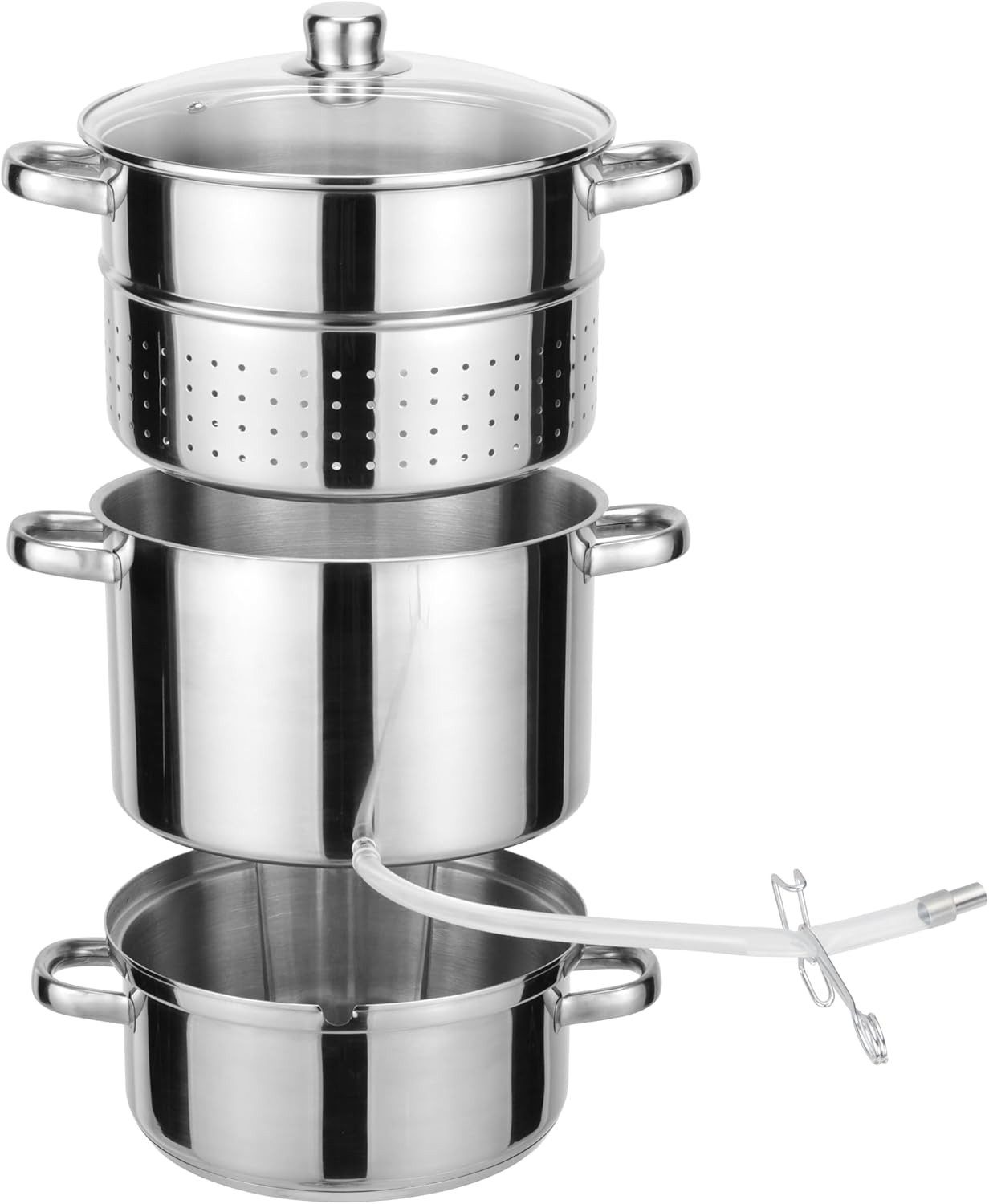 mucHome Entsafter Entsafter Dampfentsafter 8L, Edelstahl 3-teilig, Ø 26cm