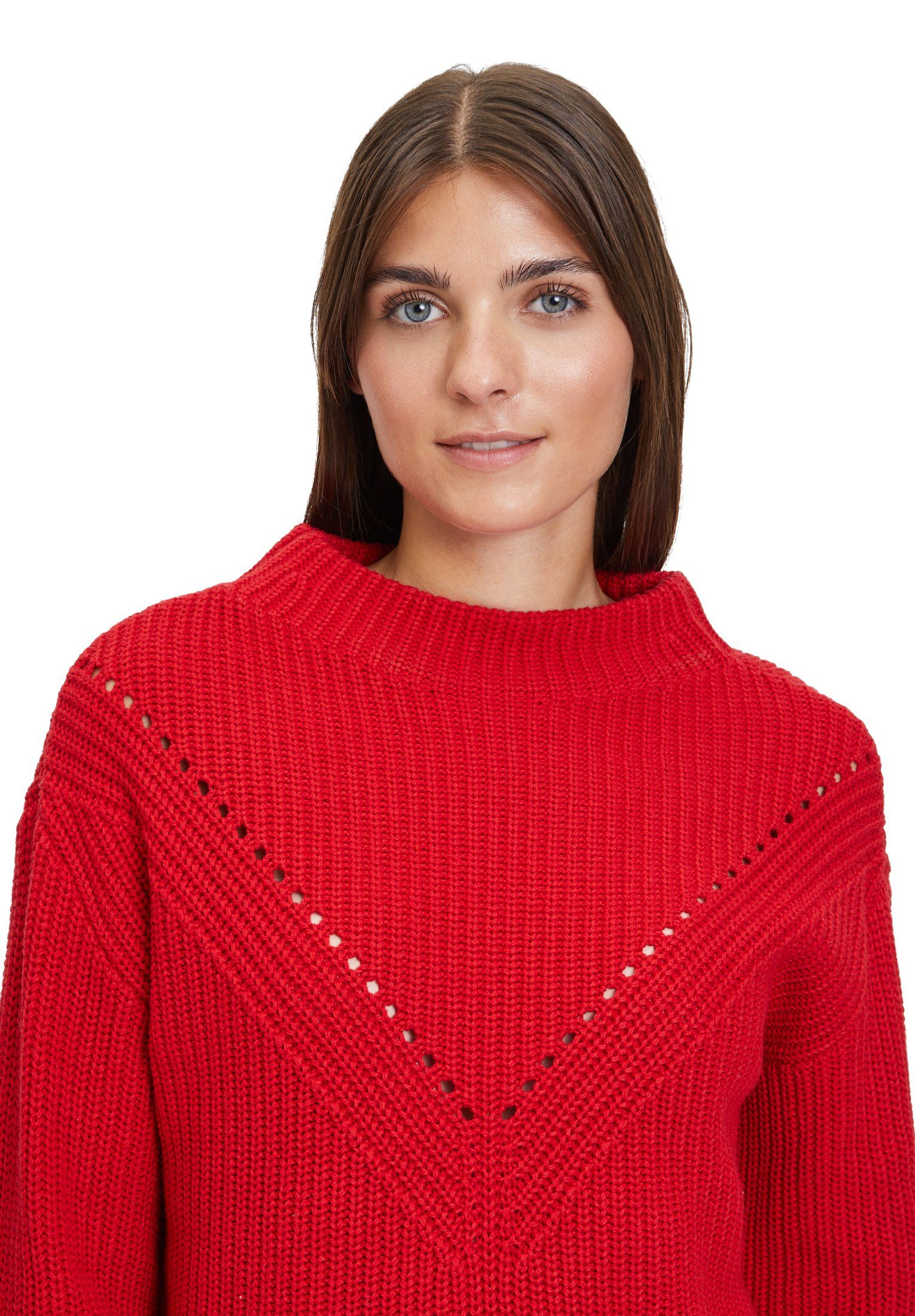 Betty Barclay Strickpullover mit Strick (1-tlg) Rot Strickdetails