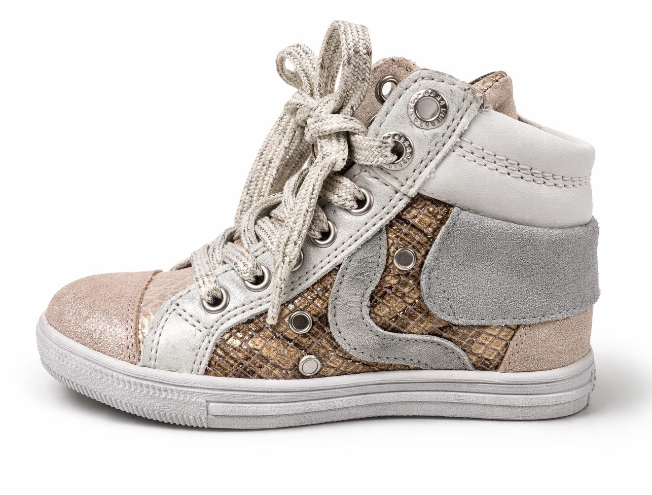 Braqeez Mädchen 417161 aus Leder – High Top Kinderschuhe modisch cool bequem Sneaker aus echtem Leder