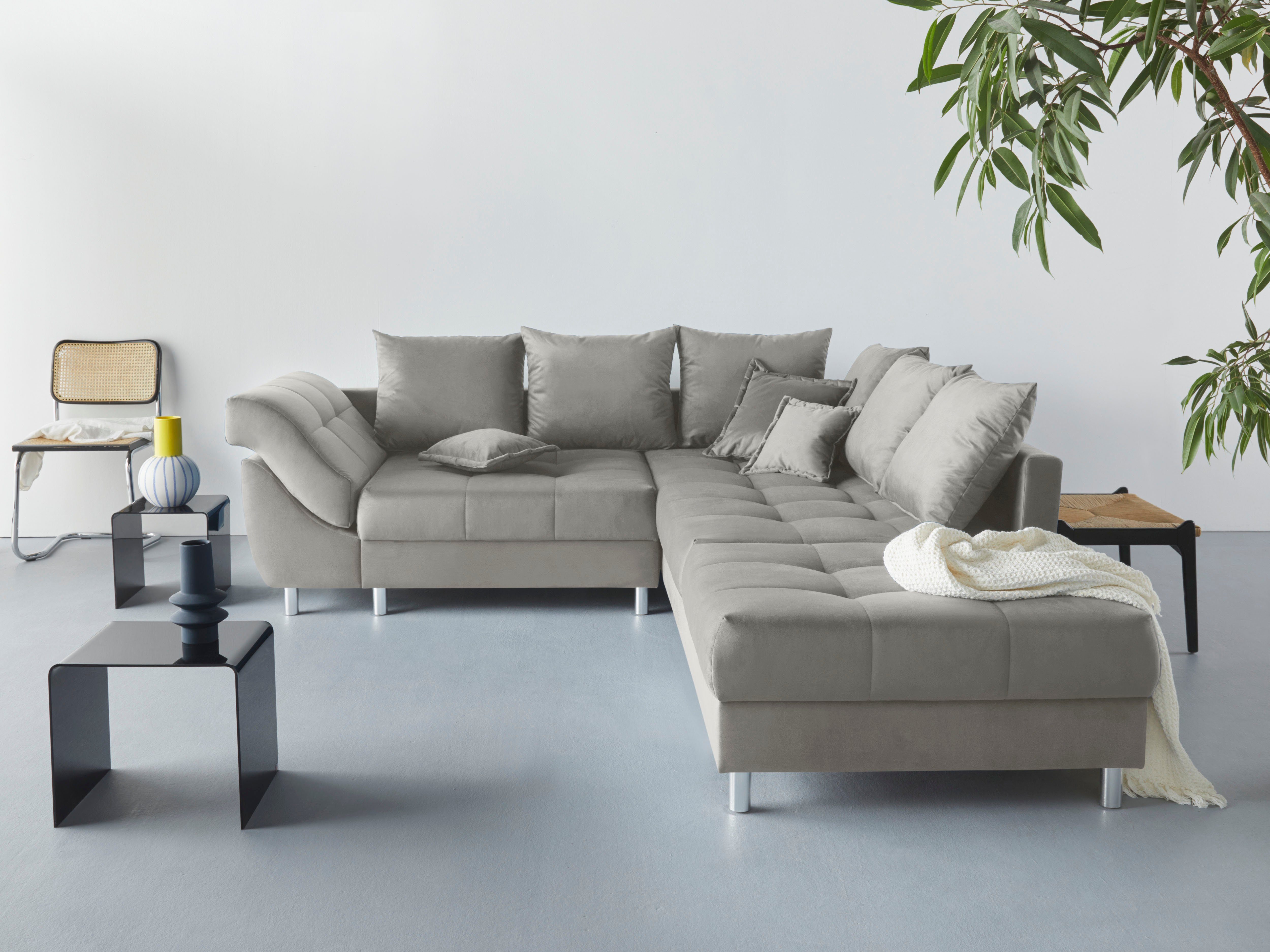 COLLECTION AB Ecksofa (Spar-Set) Innsbruck L-Form und Hocker, Spar-Set, Ecksofa und Hocker, Recamiere links oder rechts montierbar