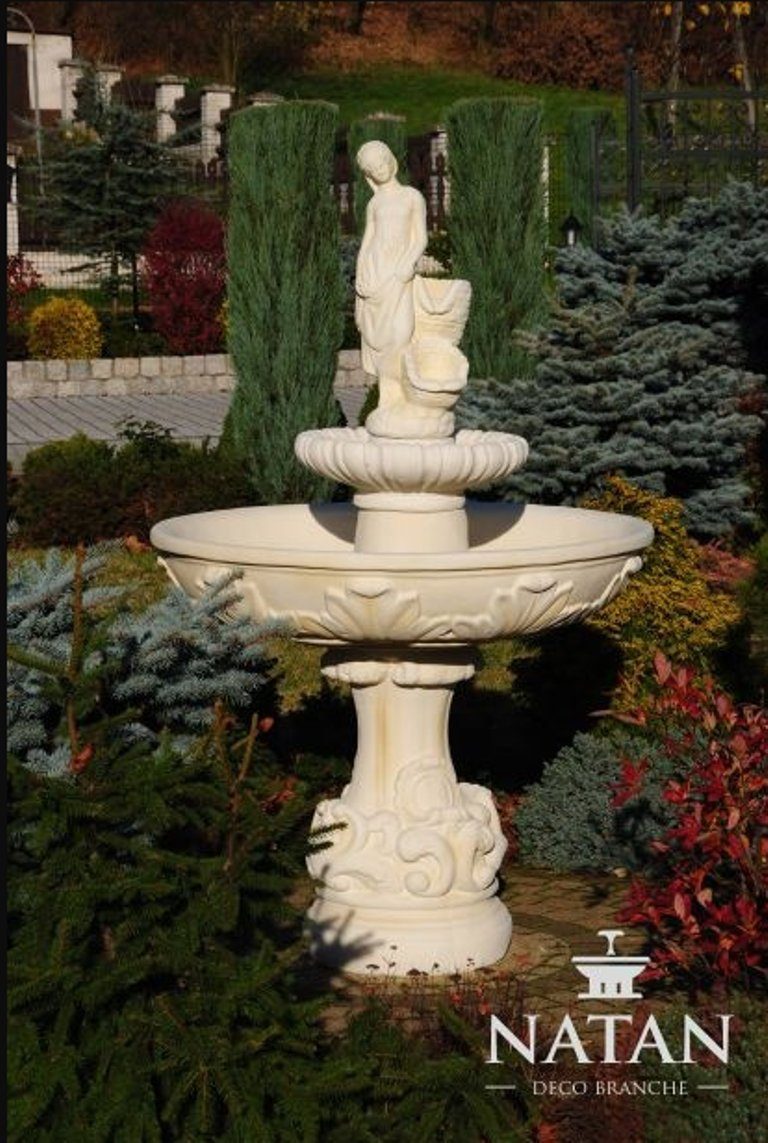 JVmoebel Skulptur Springbrunnen Brunnen Steinbrunnen Gartenbrunnen Fontaine 165cm