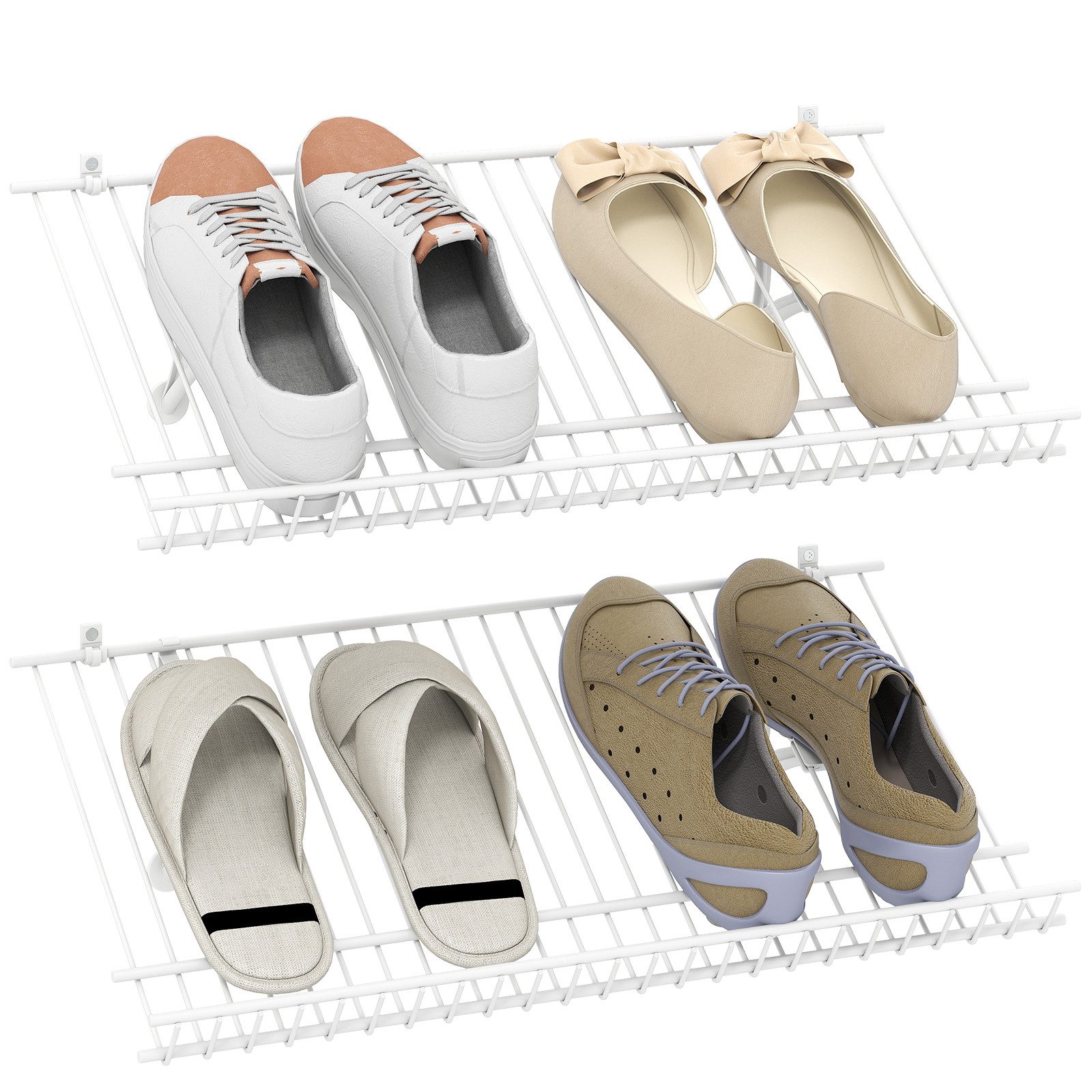 COSTWAY Schuhregal, 2-tlg., Wandmontage, Metall-Draht Lagerorganisator günstig online kaufen