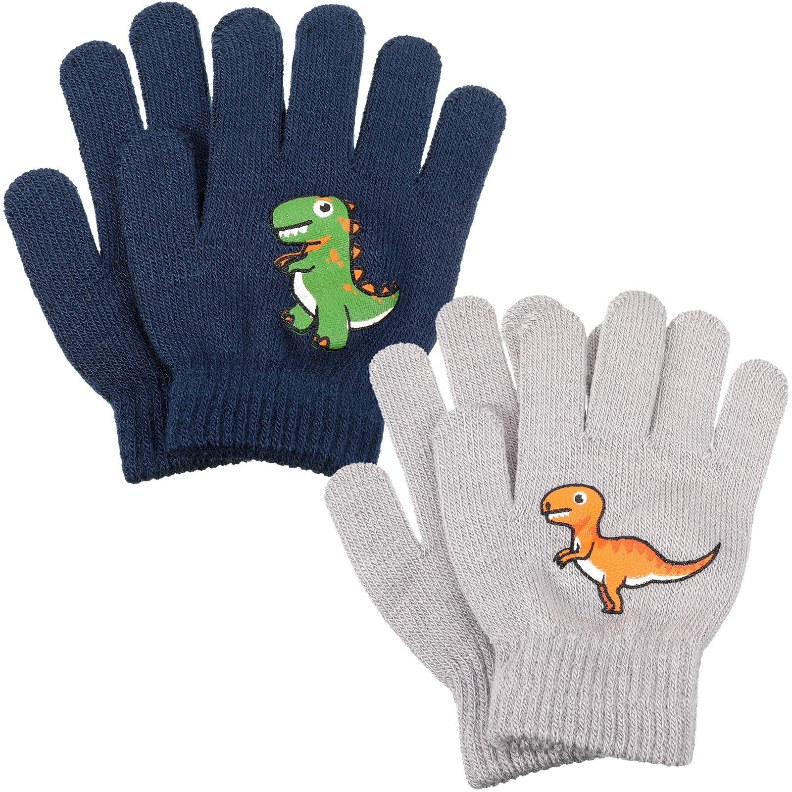 Coonoor Strickhandschuhe 2 Paar Winterthermische Handschuhe Dinosaurier Kinderhandschuhe für Jungen Mädchen