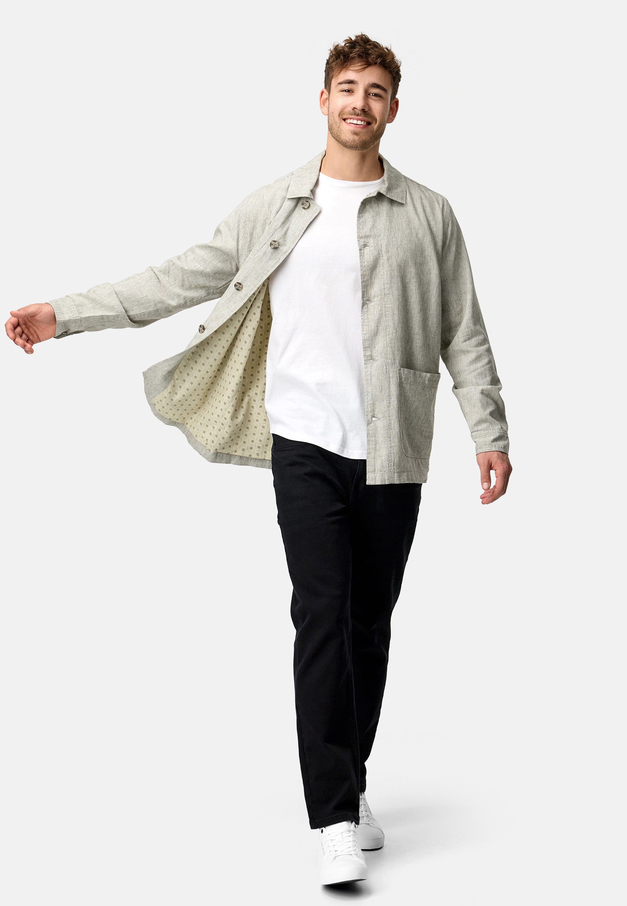 Indicode Sommerjacke Herren INElton Hemd Herrenjacke mit klassischem Hemdkragen