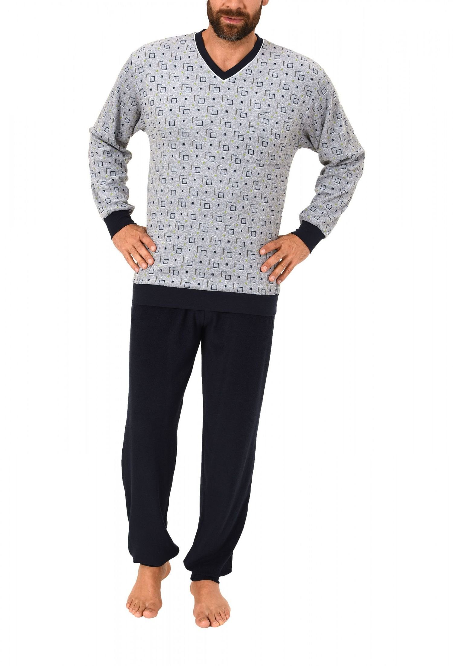 Normann Pyjama Herren Frottee Schlafanzug lang günstig online kaufen