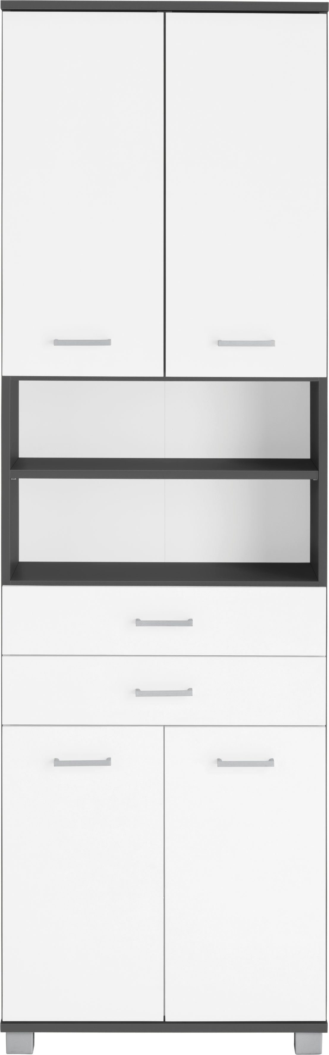 Schildmeyer Hochschrank anthrazit mit 2 Badschrank Mobes 59,8/193,7 cm, Schubkästen anthrazit/weiß | Breite/Höhe: breiten