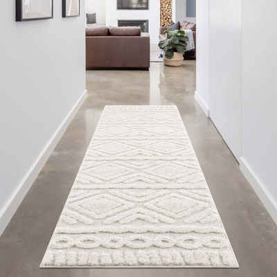 Hochflor-Läufer »Focus«, Carpet City, rechteckig, Höhe 20 mm, Boho-Teppich, besonders weich, 3D-Effekt, ideal für Wohnzimmer & Schlafzimmer