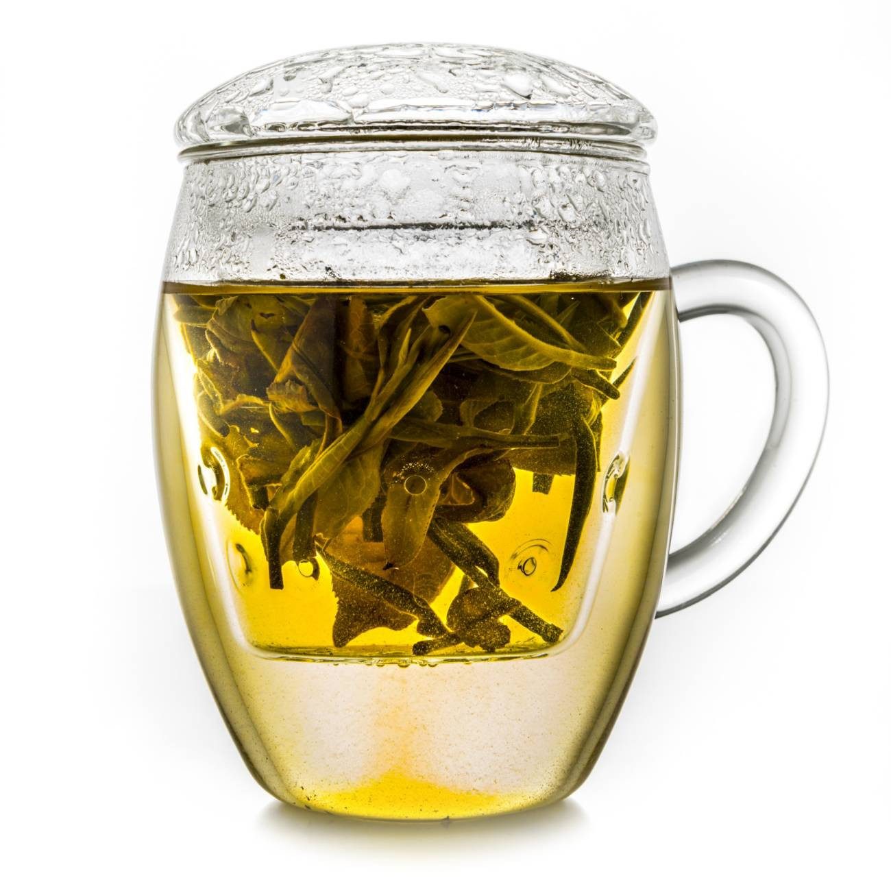 Creano Teeglas Teeglas “All in One” mit Glasfilter, 400ml, Borosilikatglas, 3-teilig