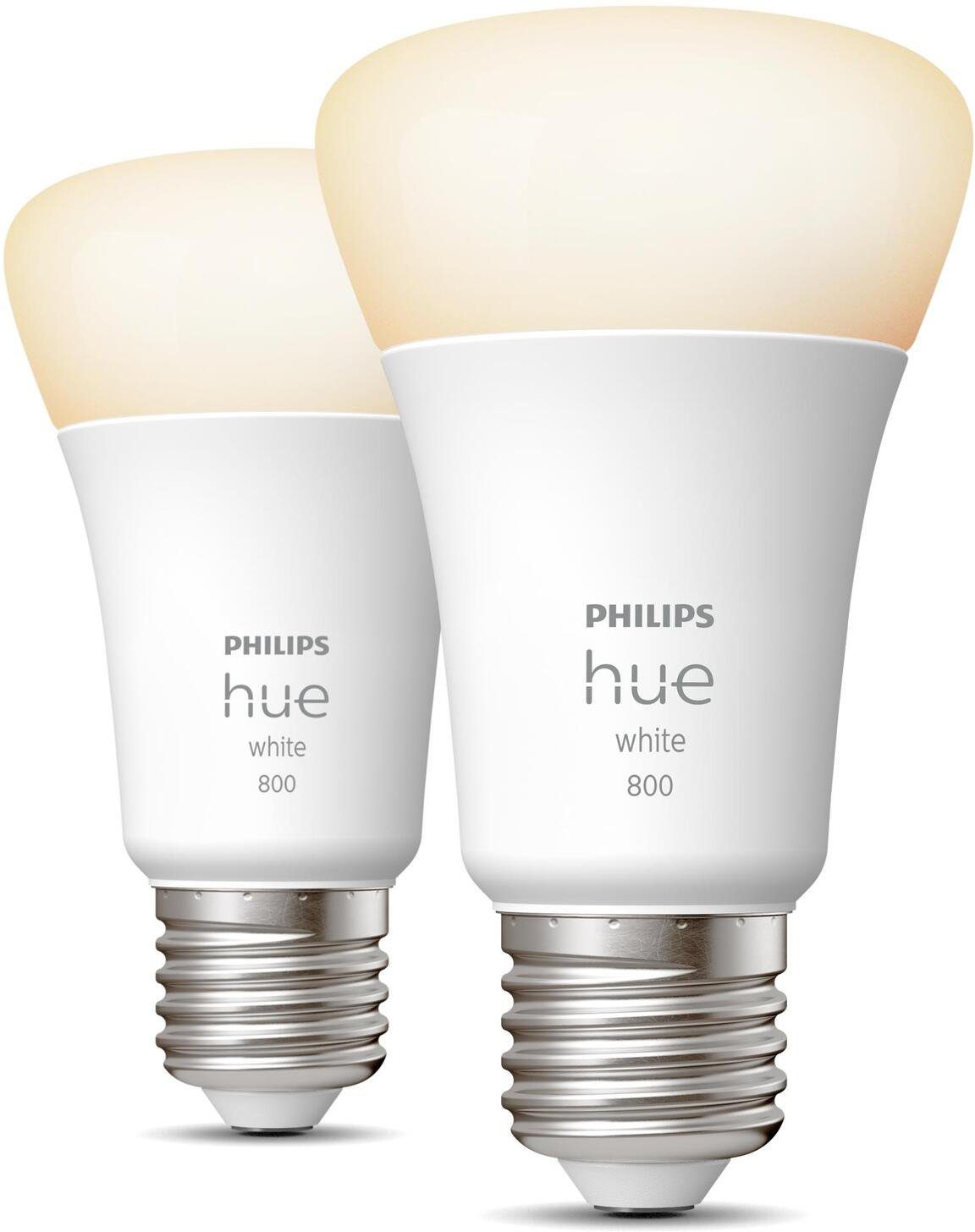 Philips Hue LED-Leuchtmittel White E27 Doppelpack 2x800lm 60W!, E27, 2 St., Warmweiß