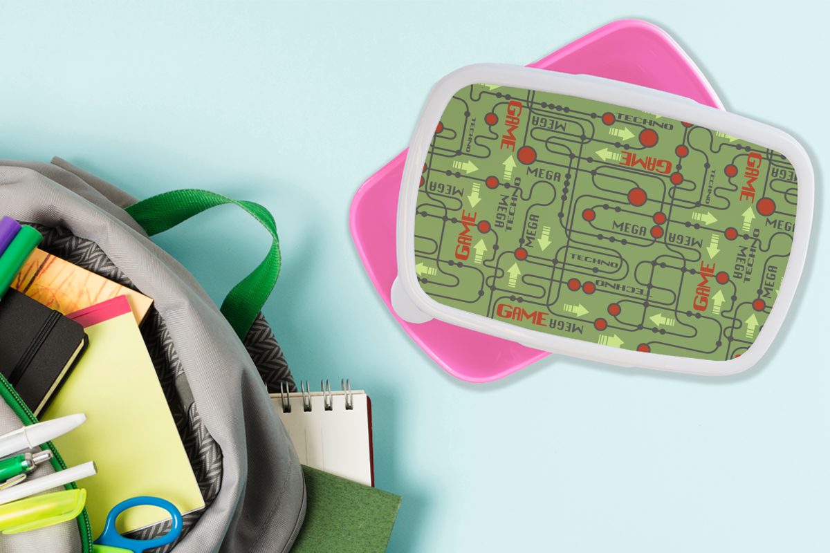 MuchoWow Lunchbox (2-tlg), Motherboard Kunststoff rosa Muster für - Kinder, Brotbox Mädchen, Erwachsene, - Zitate, Snackbox, Kunststoff, Brotdose