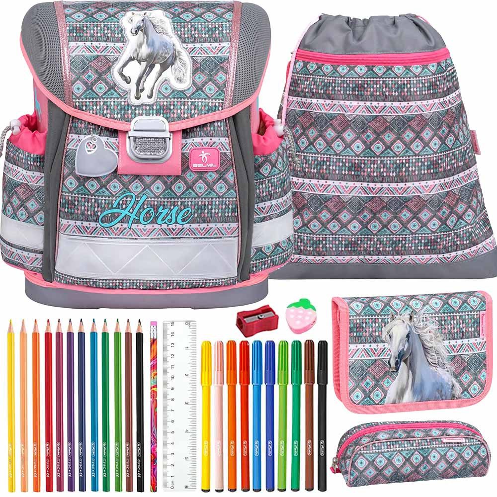 Belmil Schulranzen Set Classy 10-teilig 2025 Mädchen Horse Aruba