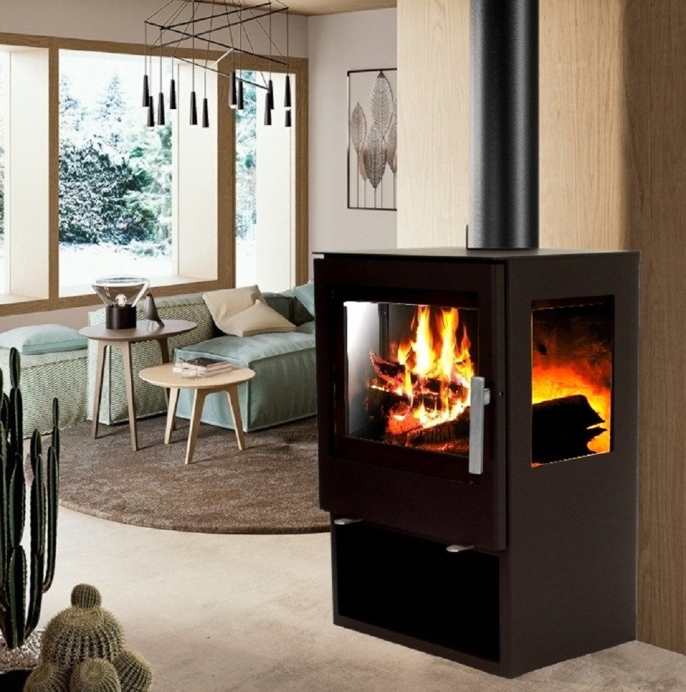 Apex Kaminofen Panorama Kaminofen 9.8kW Holzofen 3 Scheiben 56315, (1-tlg)