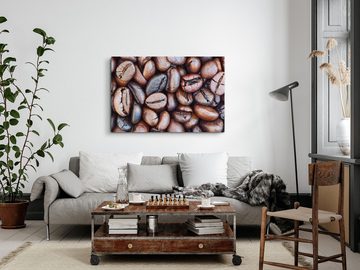 Sinus Art Leinwandbild 120x80cm Wandbild auf Leinwand Kaffee Kaffeebohnen Braun Küche Nahaufn, (1 St)