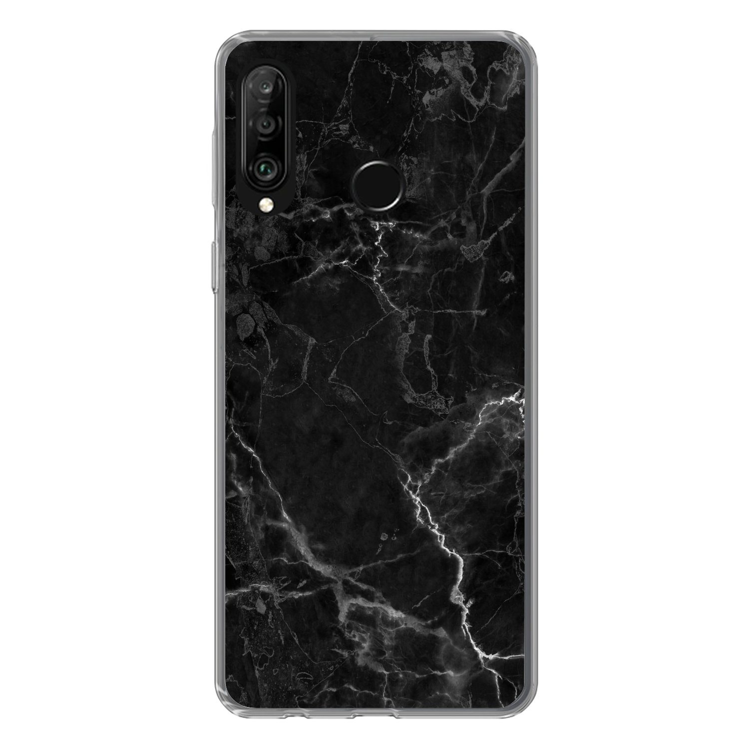Handyhülle für Huawei P30 Lite Marmor - Schwarz - Weiß - Textur - Marmoroptik