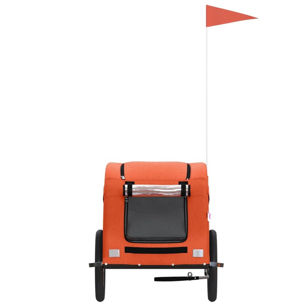 vidaXL Bicycle Dog Trailer 45 kg Bicycle Trailer for Dogs Orange Oxford Fabric and Iron