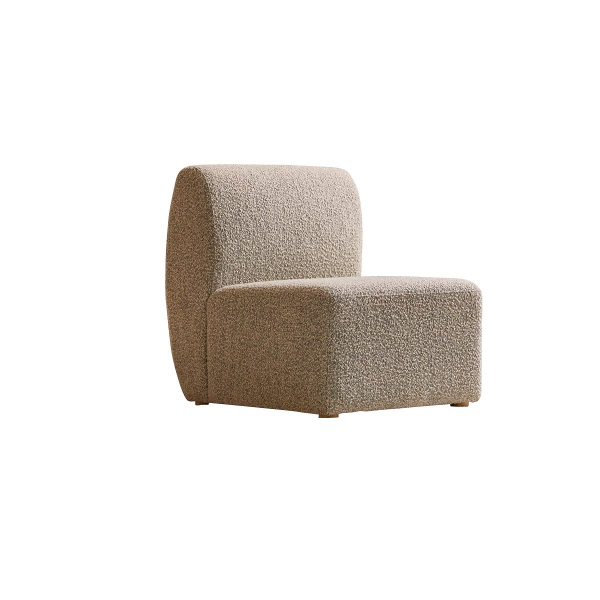 Tikamoon Sessel Tiefer Modulsessel Swann aus massivem Akazienholz mit grauem Stoffbezu