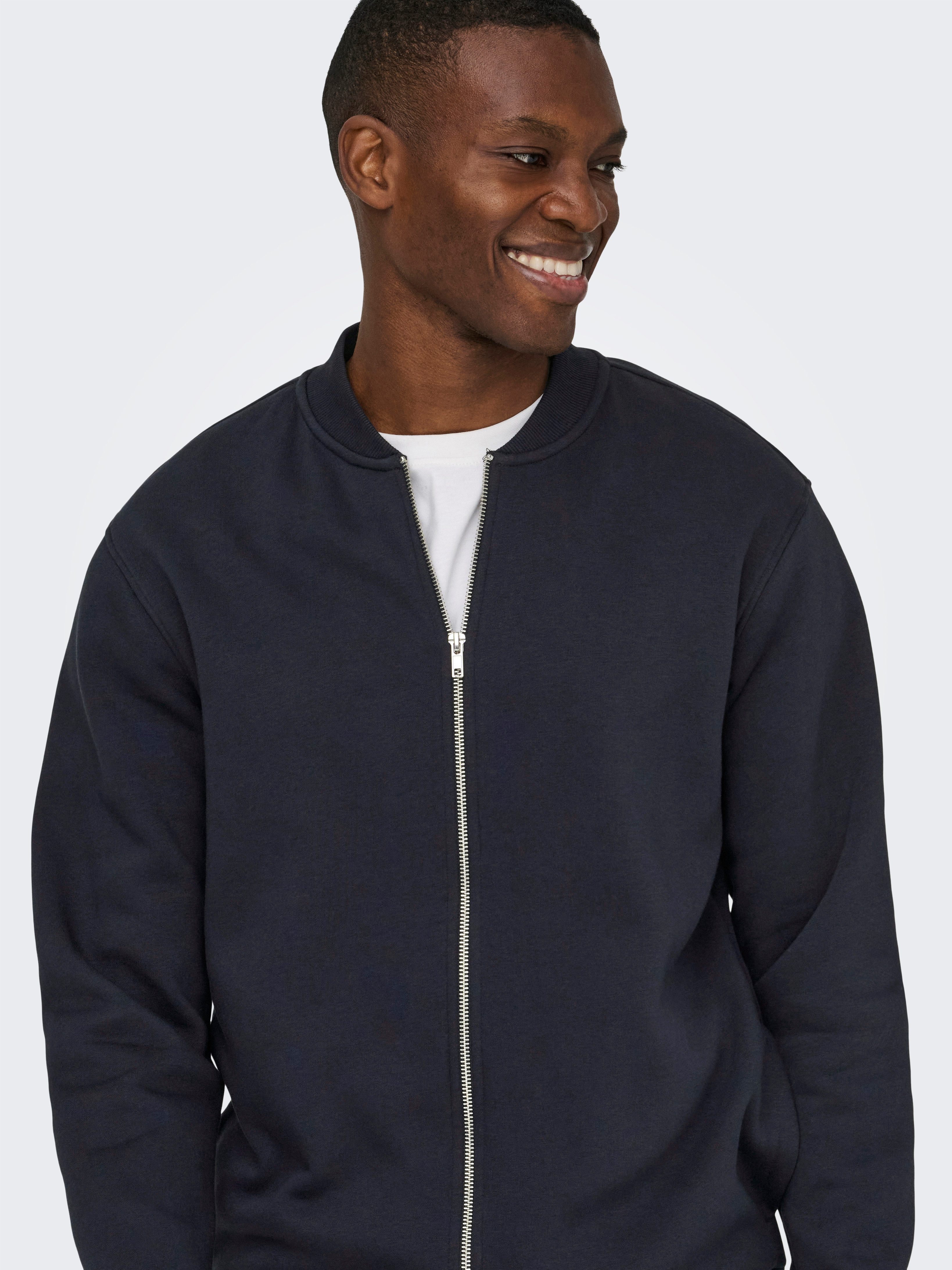 ONLY & SONS Sweatjacke ONSCERES REG ZIP BOMBER JCK NOOS Baumwollmischung, regular fit