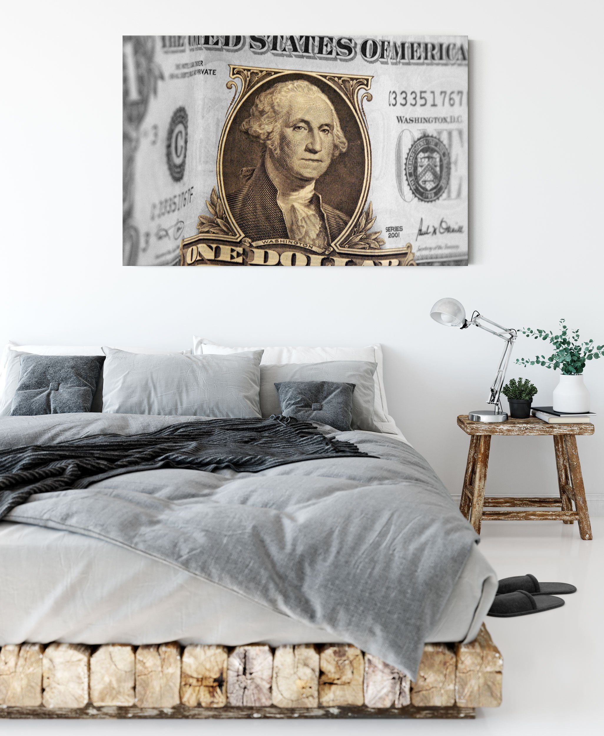 Pixxprint Leinwandbild Washington Dollarschein, Washington Dollarschein (1 St), Leinwandbild fertig bespannt, inkl. Zackenaufhänger