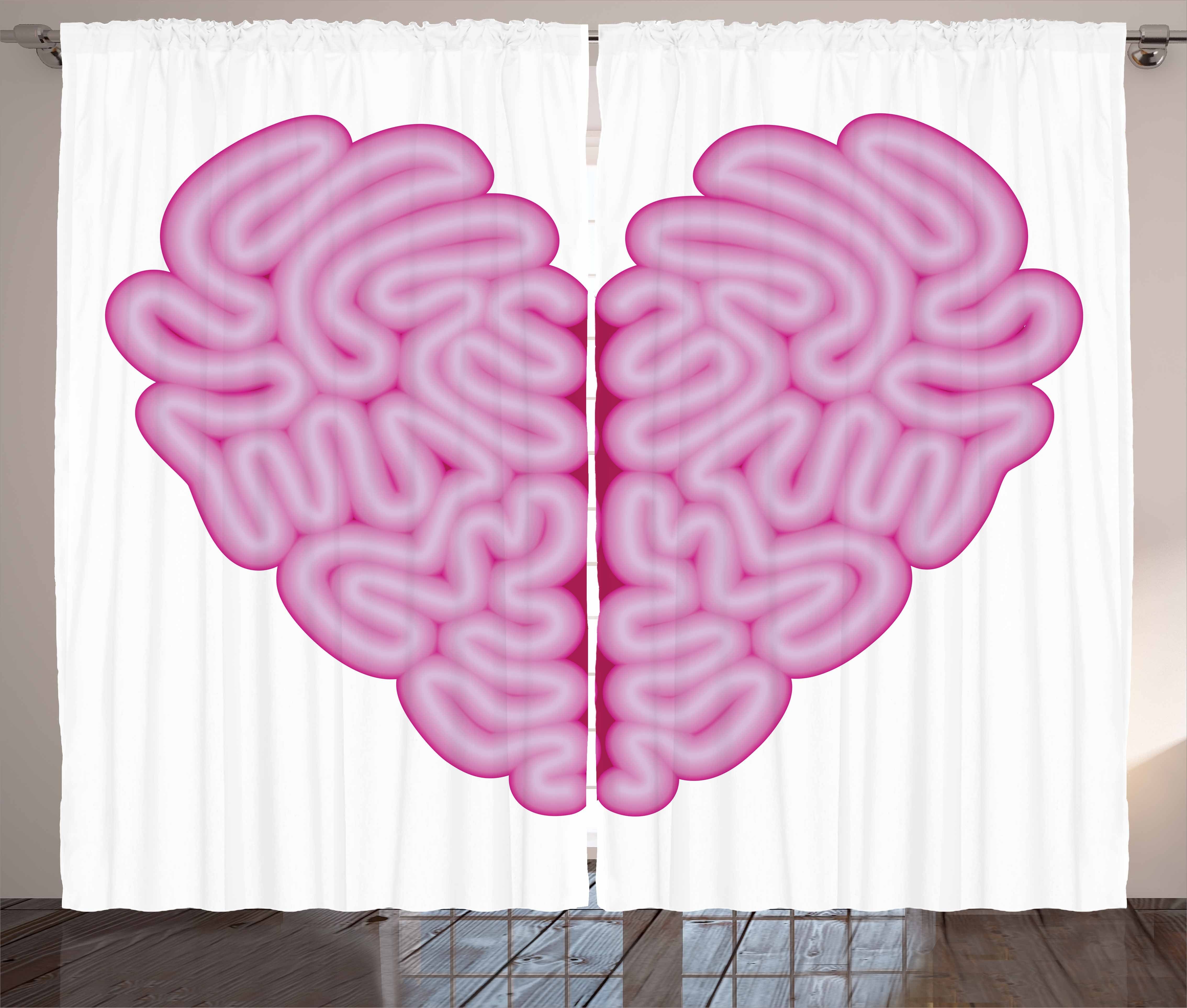 Gardine Schlafzimmer Kräuselband Vorhang mit Schlaufen und Haken, Abakuhaus, Romantisch Gehirn-Blick Einfaches Herz