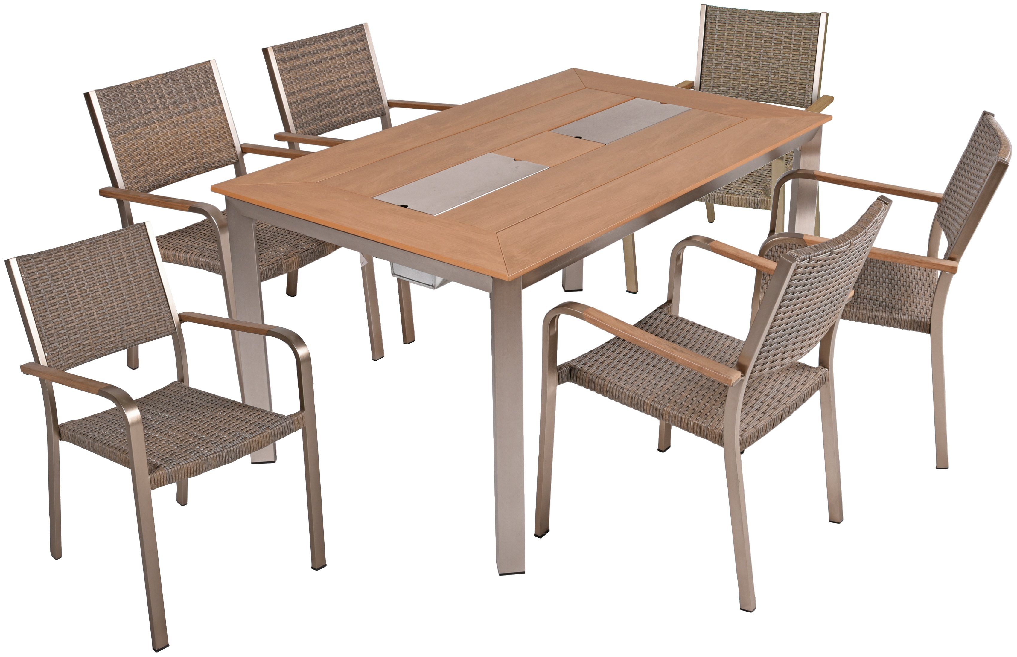 Garden Pleasure Garten-Essgruppe FLORENCE, (7-tlg), mit platzsparenden Stapelstühlen