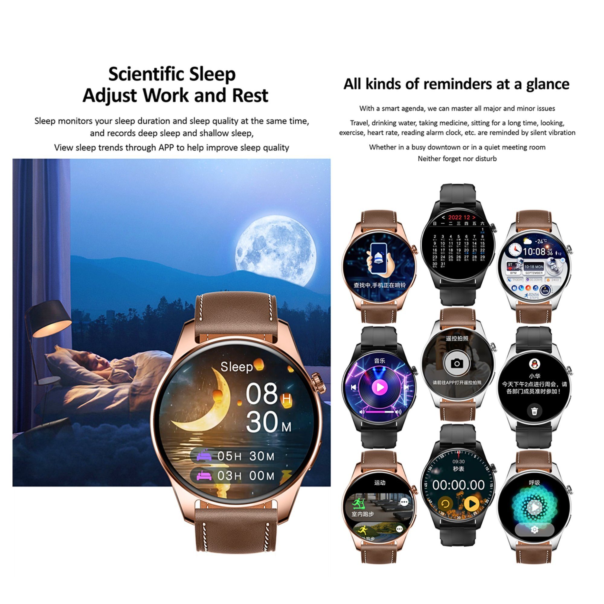 mit Voll Silikon AMOLED Analyse EKG-Daten, Blutdruckmonitor aus und Touchscreen Elegant Blutdruckmessgerät - Call (1,69" von Set, wechselband HD Spar Ladenkabel, BT cm) weichem Smartwatch Manike Herzfrequenzmesser, Herzfrequenzmessung HK85