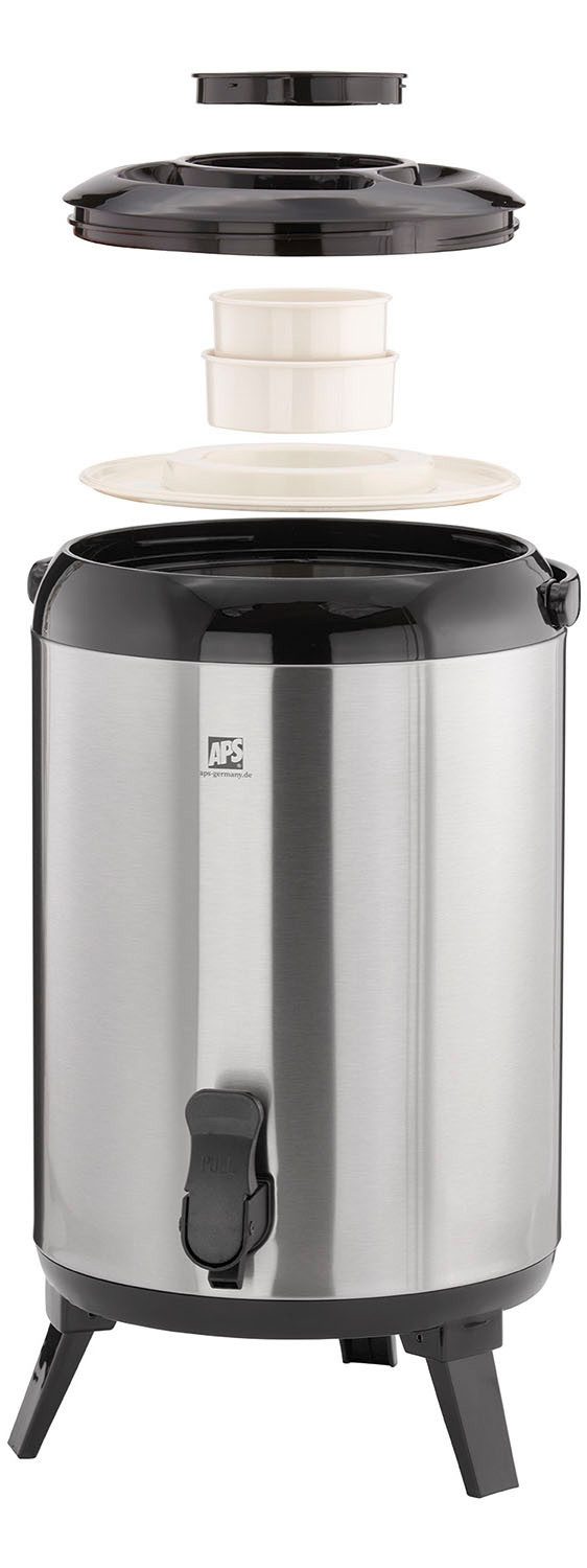 APS Getränkespender Iso-Dispenser, Edelstahl, für heiße und kalte Getränke, 9,5 Liter