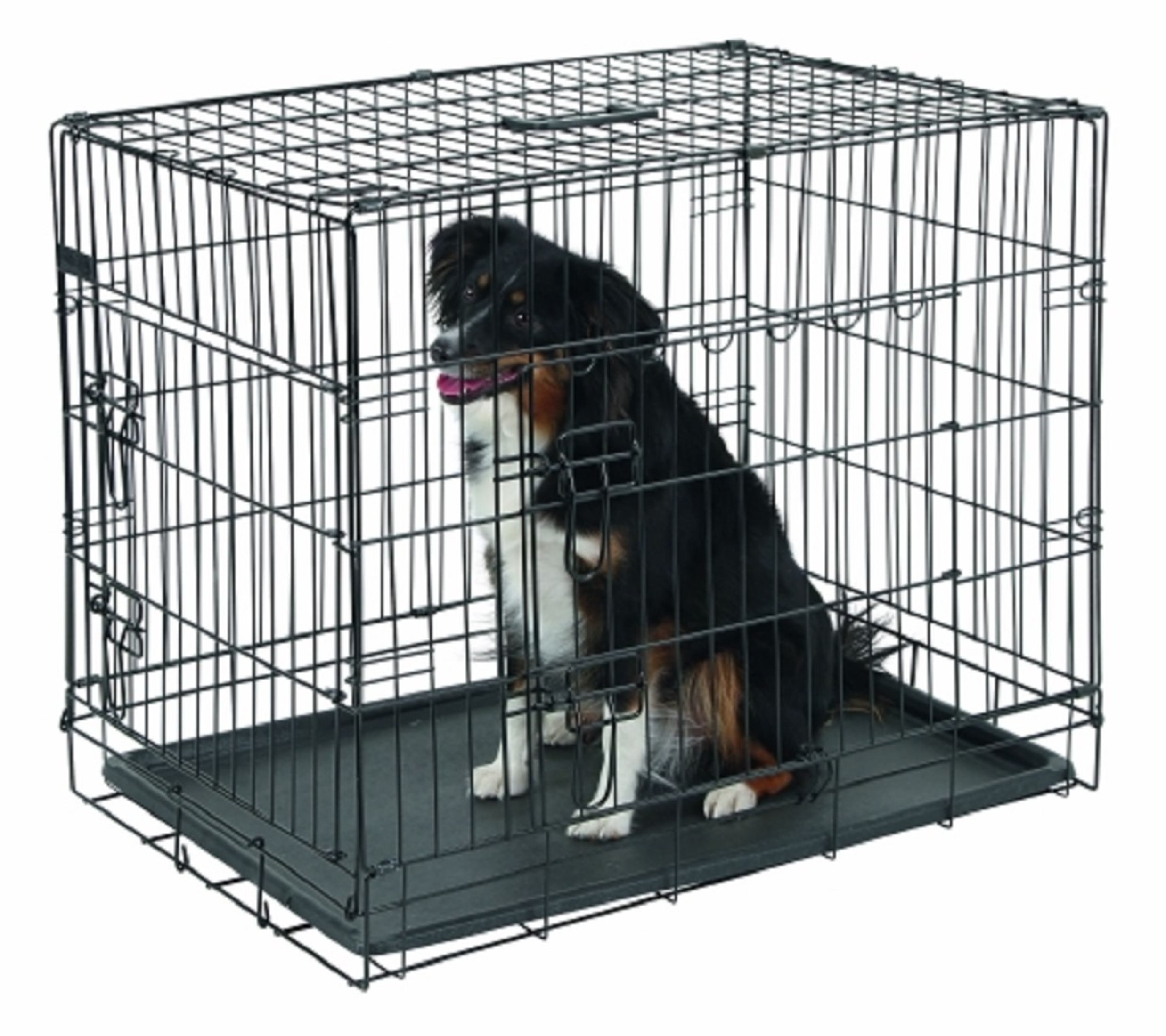 Kerbl Tiertransportbox Kerbl Gittertransportbox klappbar, schwarz 76x54x64cm 2 Türen 81365