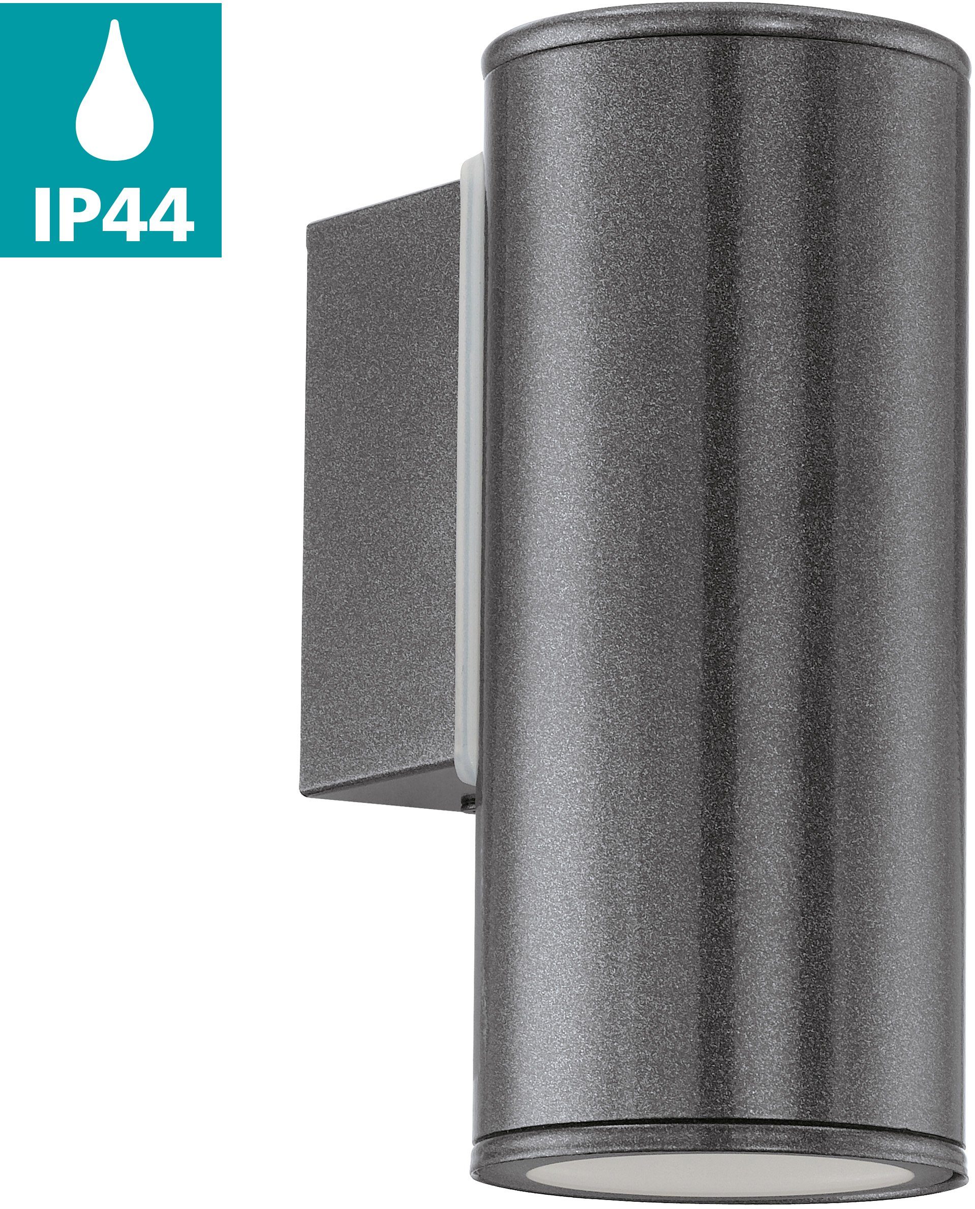 EGLO Wandleuchte RIGA, LED wechselbar, Warmweiß, Wand-/Deckenleuchte, L6,5 x H15 x AL9,5 cm, 1X2,8W inkl.