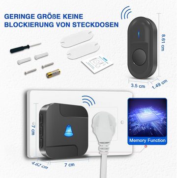 JOEAIS Türklingel-Set Funkklingel Kabellose Türklingel Wireless Boorbell 400m 110dB 1T2, Haustürklingel 2 Empfänger Batteriebetrieben Aussen Klingel Haustür