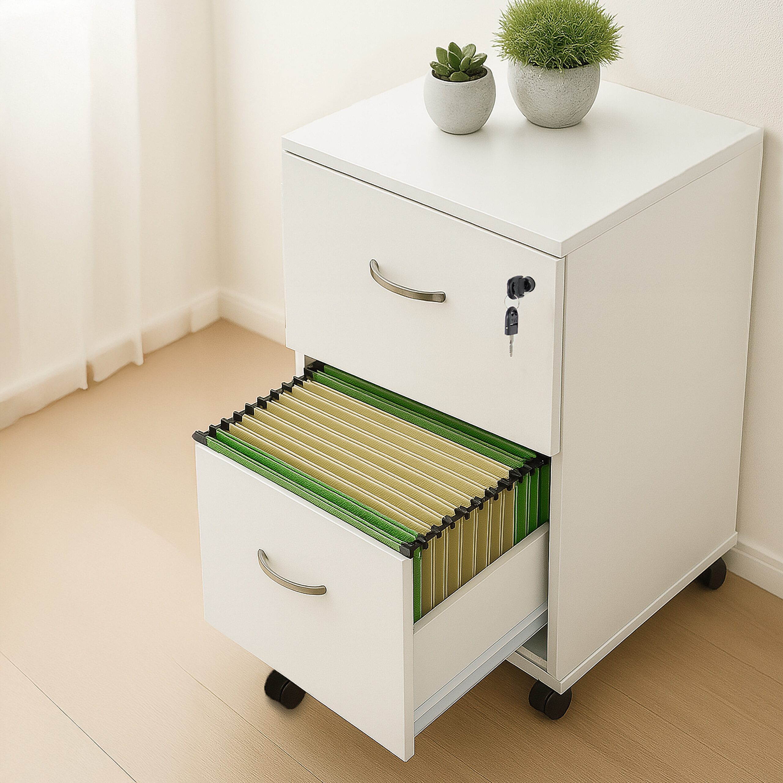relaxdays Rollcontainer mit Hängeregist, weiß