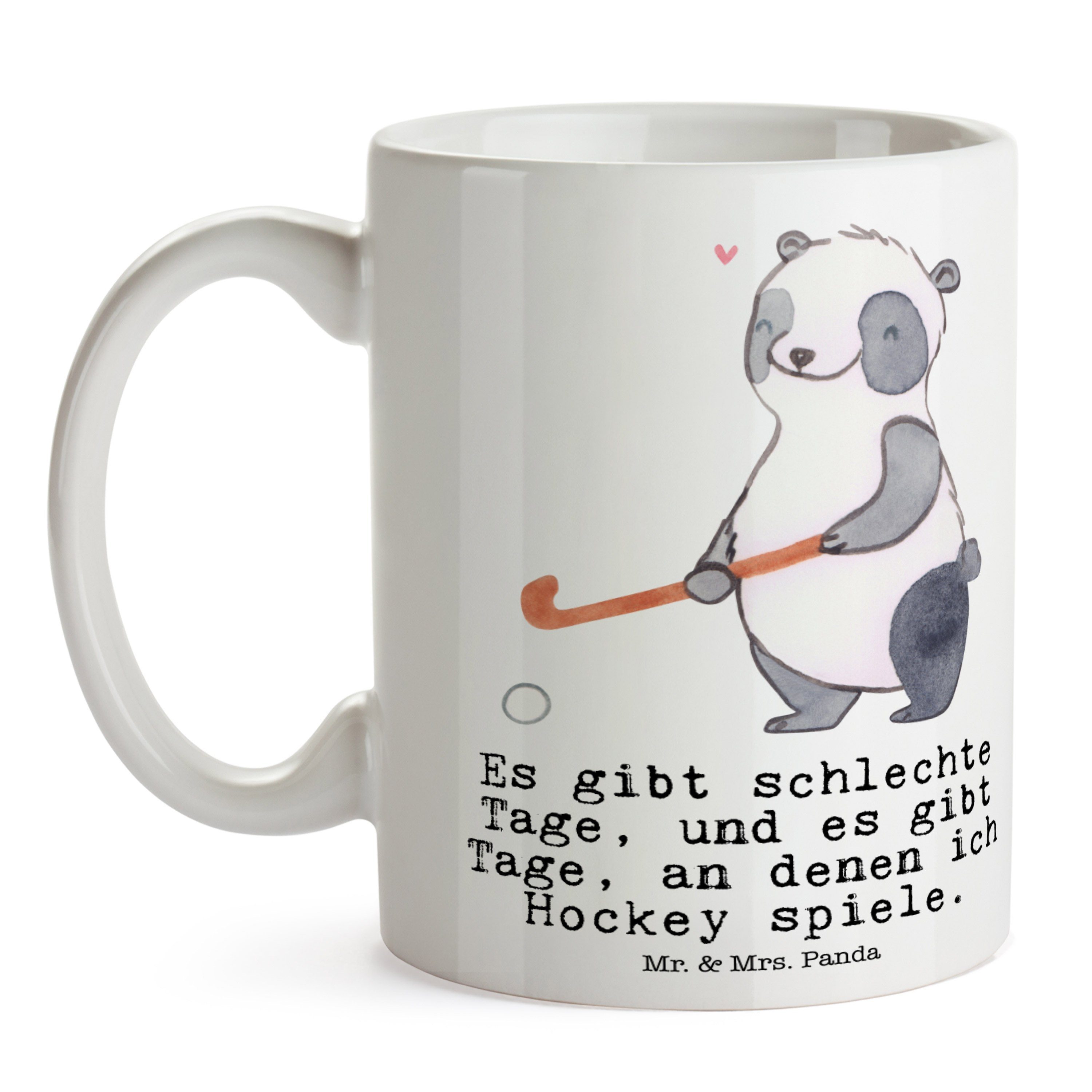 Weiß Mrs. Keramik Panda Feldhockey, Mr. Panda Hockey Tage & Geschenk, spielen - - Hockey Verei, Tasse