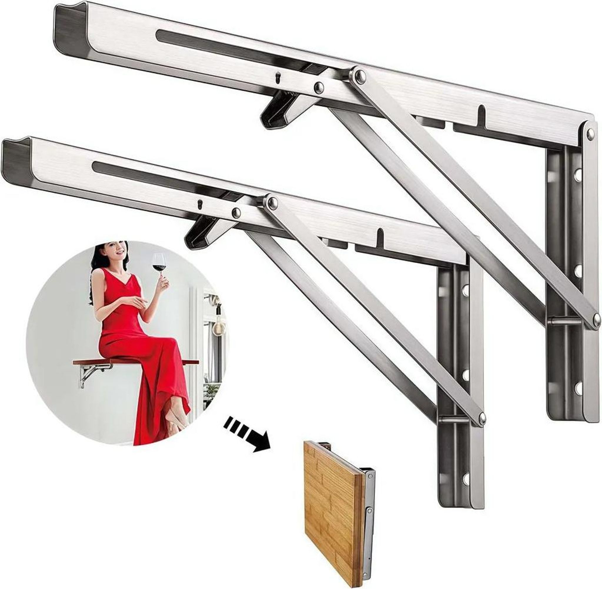 FELIXLEO Wandregalhalter 500mm Klappkonsole Edelstahl 180kg Schwerlast Regalhalter 2 Stück, 2-tlg.