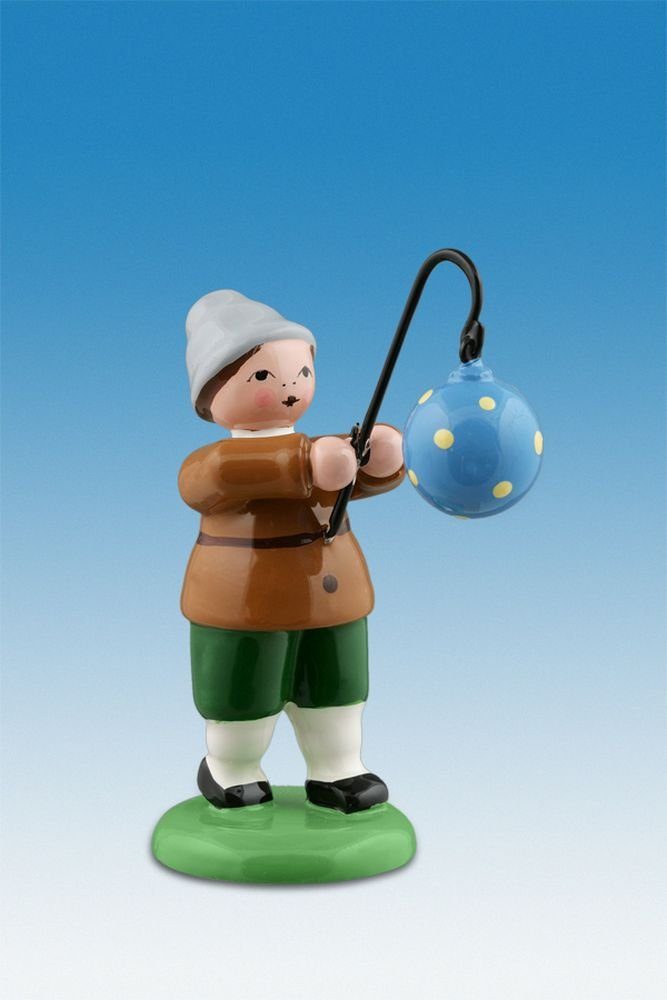 Sammelfigur Holzfigur Lampionkind Junge mit blauen Lampion Höhe 6,5cm NEU