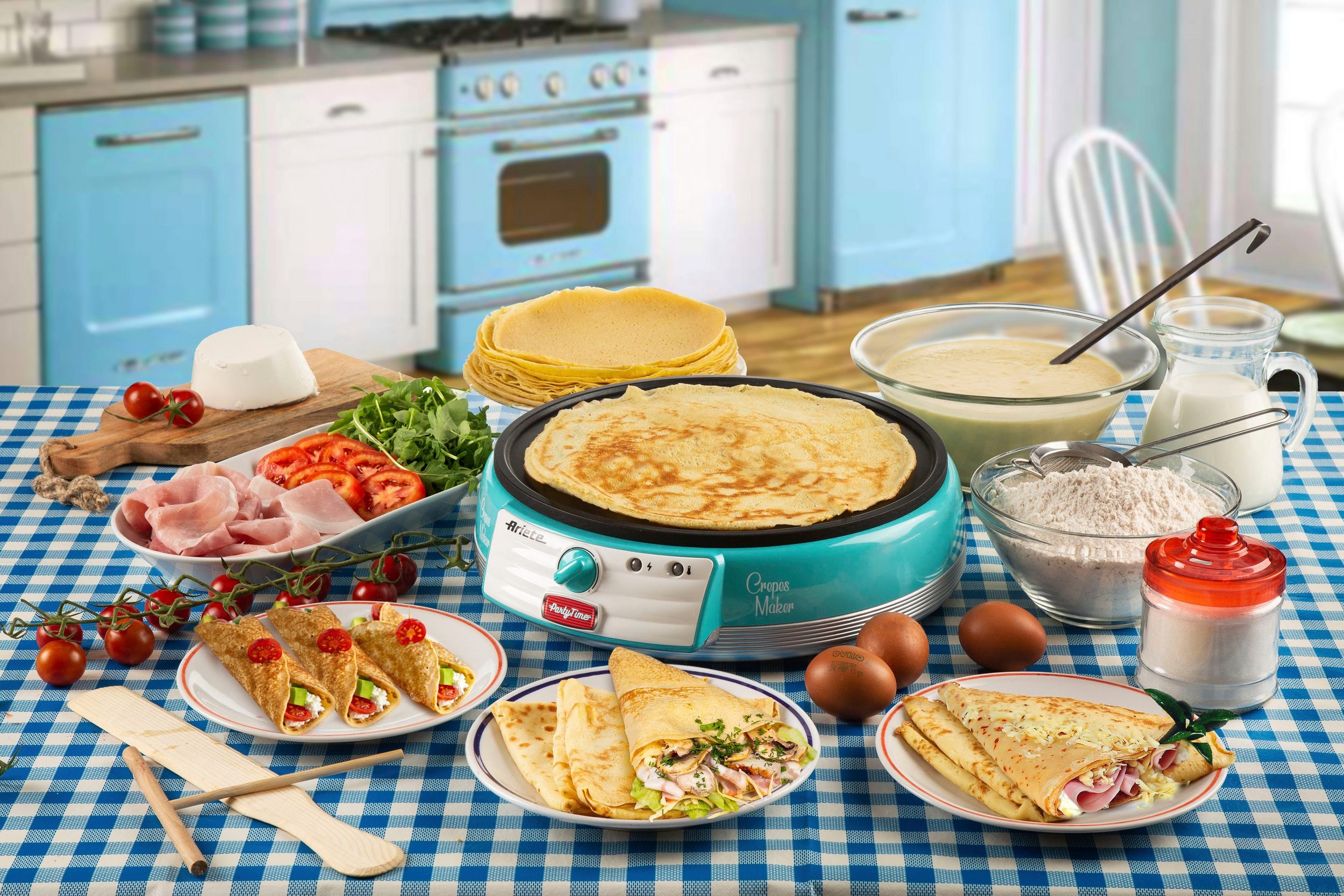 Ariete Crêpesmaker Party Time blau 202B, 1000 W