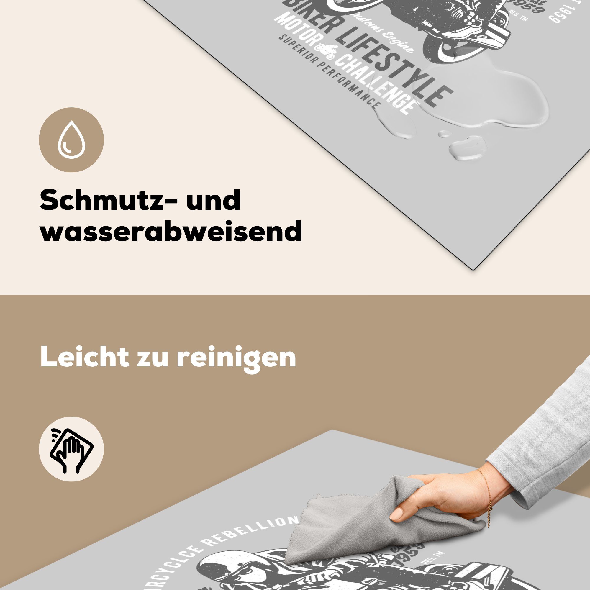 (1 - 78x78 Vinyl, tlg), Mancave MuchoWow cm, Ceranfeldabdeckung, Oldtimer, Herdblende-/Abdeckplatte Arbeitsplatte küche für - Motorrad