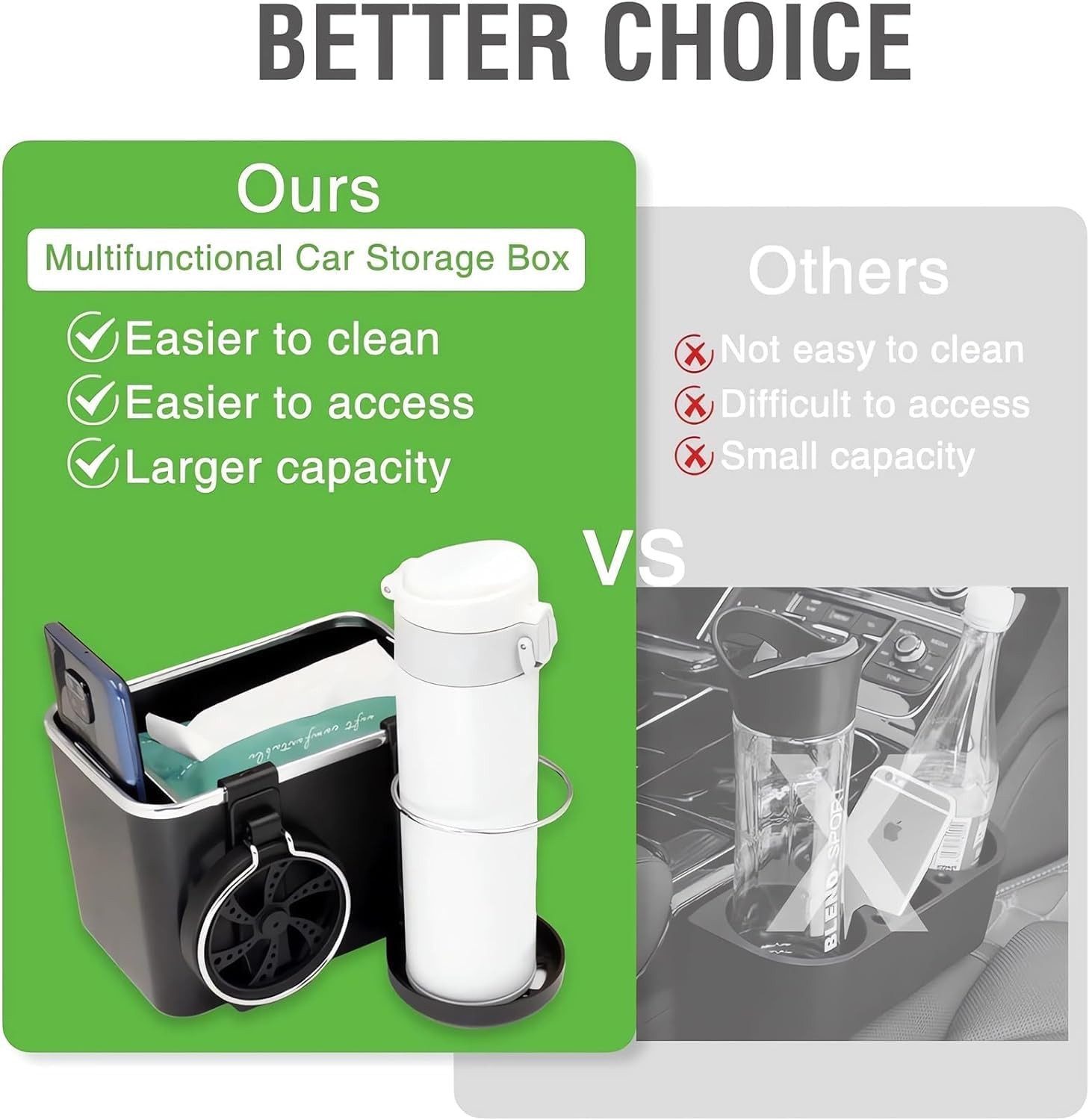 Happy Home Aufbewahrungsbox Auto Armlehnen-Aufbewahrungsbox mit Doppelt Getränkehaltern