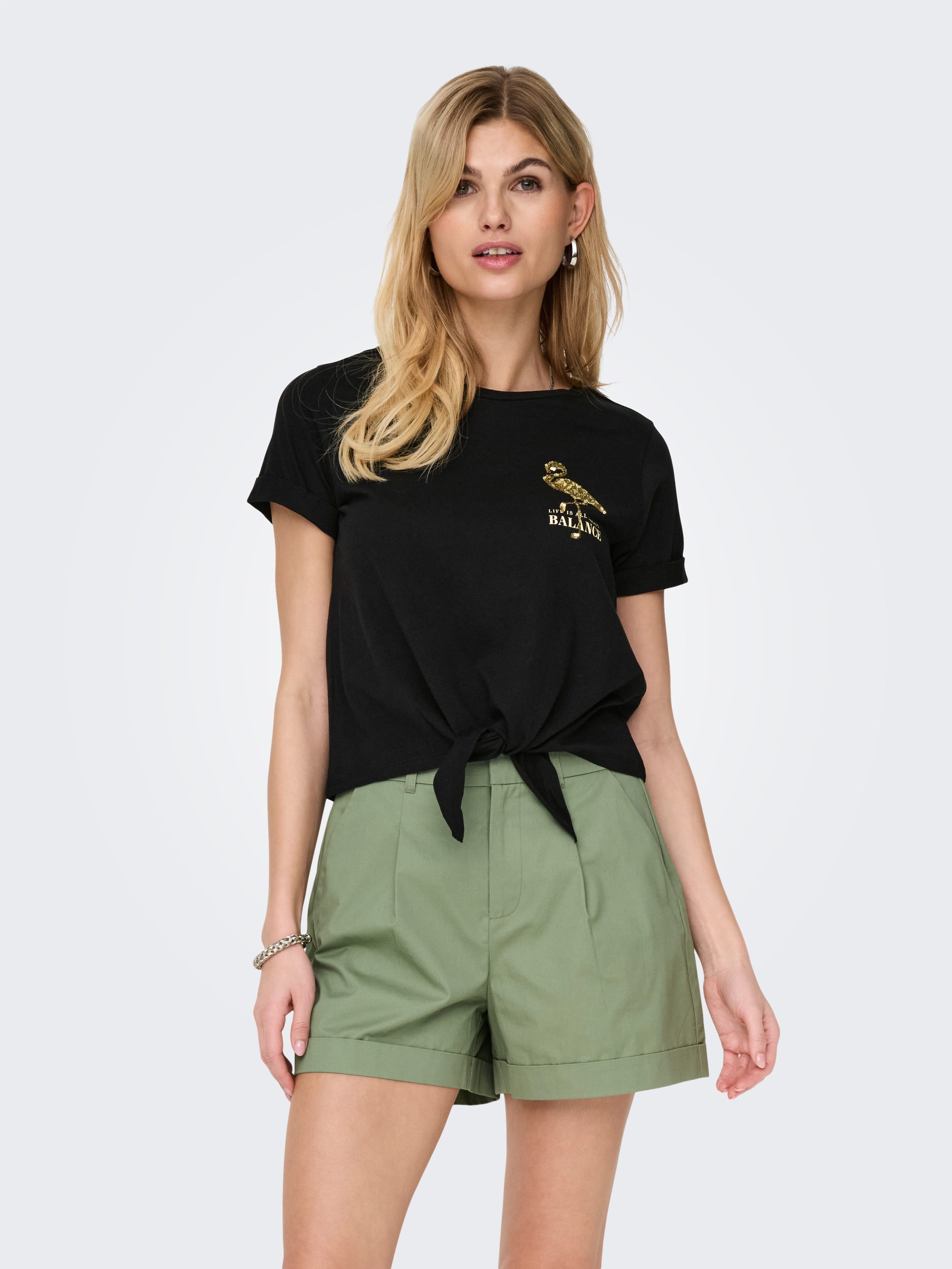 ONLY Kurzarmshirt ONLDORA S/S KNOT FOLD-UP günstig online kaufen