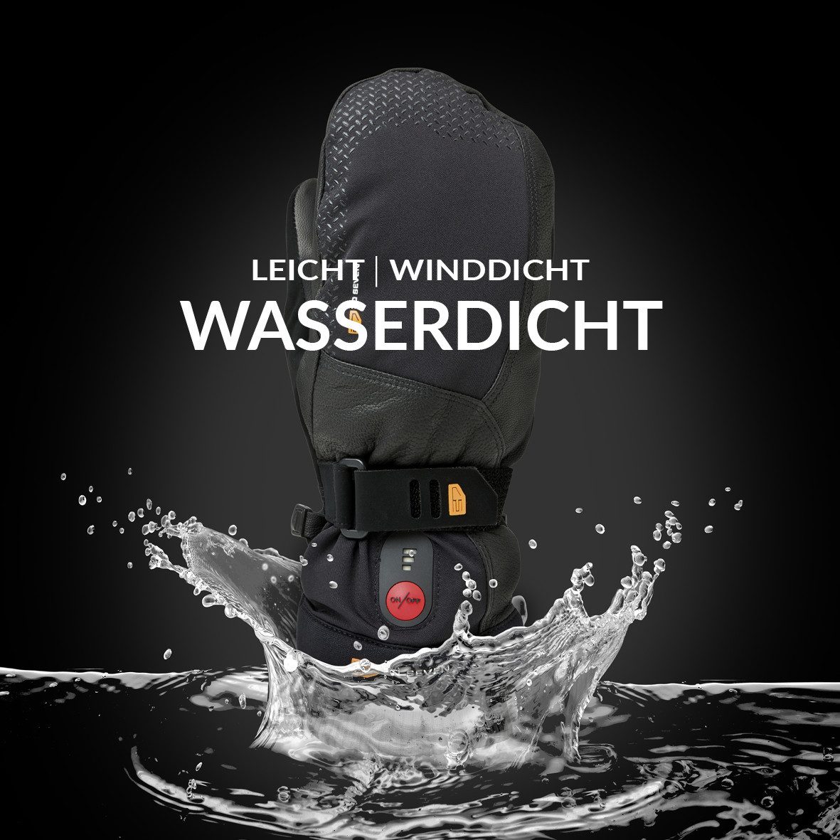 30seven Fäustlinge beheizte Fäustlinge, extra warm - schwarz 7,4V Set inkl. 2 Akkus & Doppelladegerät