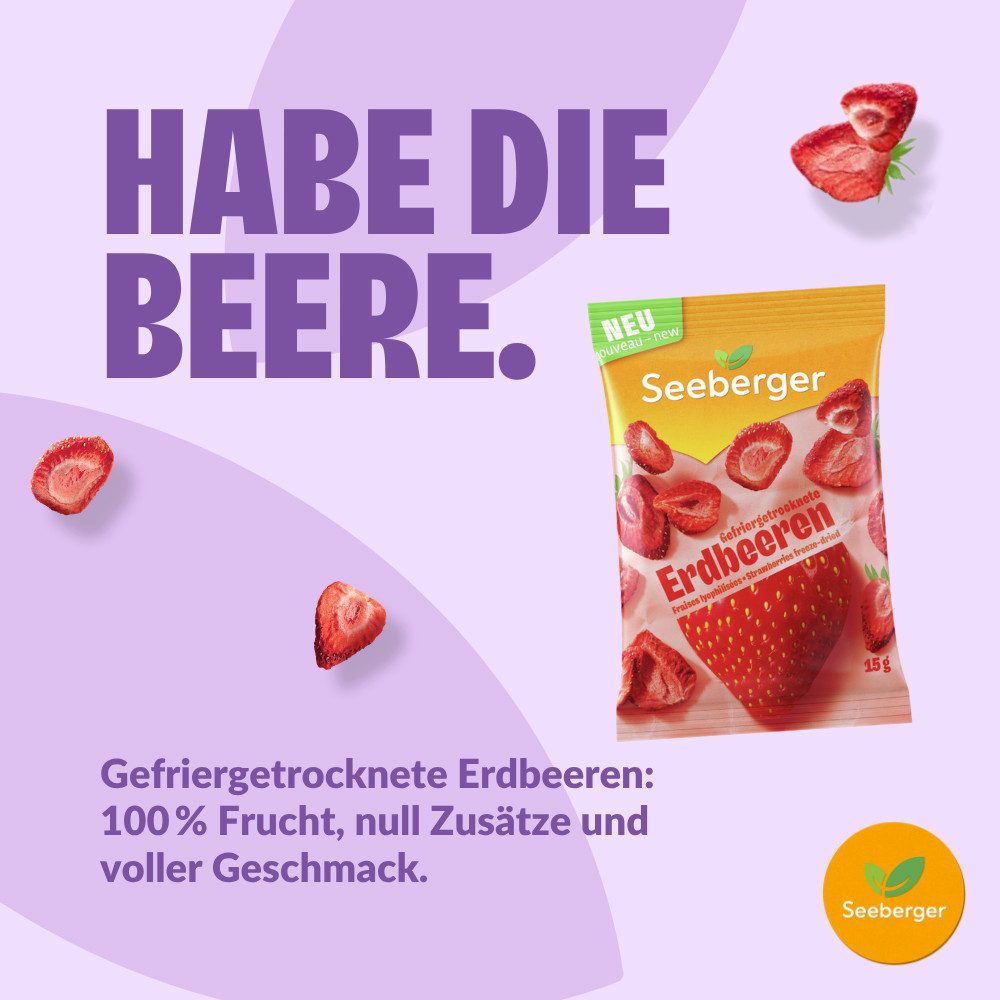 Seeberger Snacks Trockenfrüchte Seeberger gefriergetrocknete Erdbeeren Multipack - 10 x 15 g