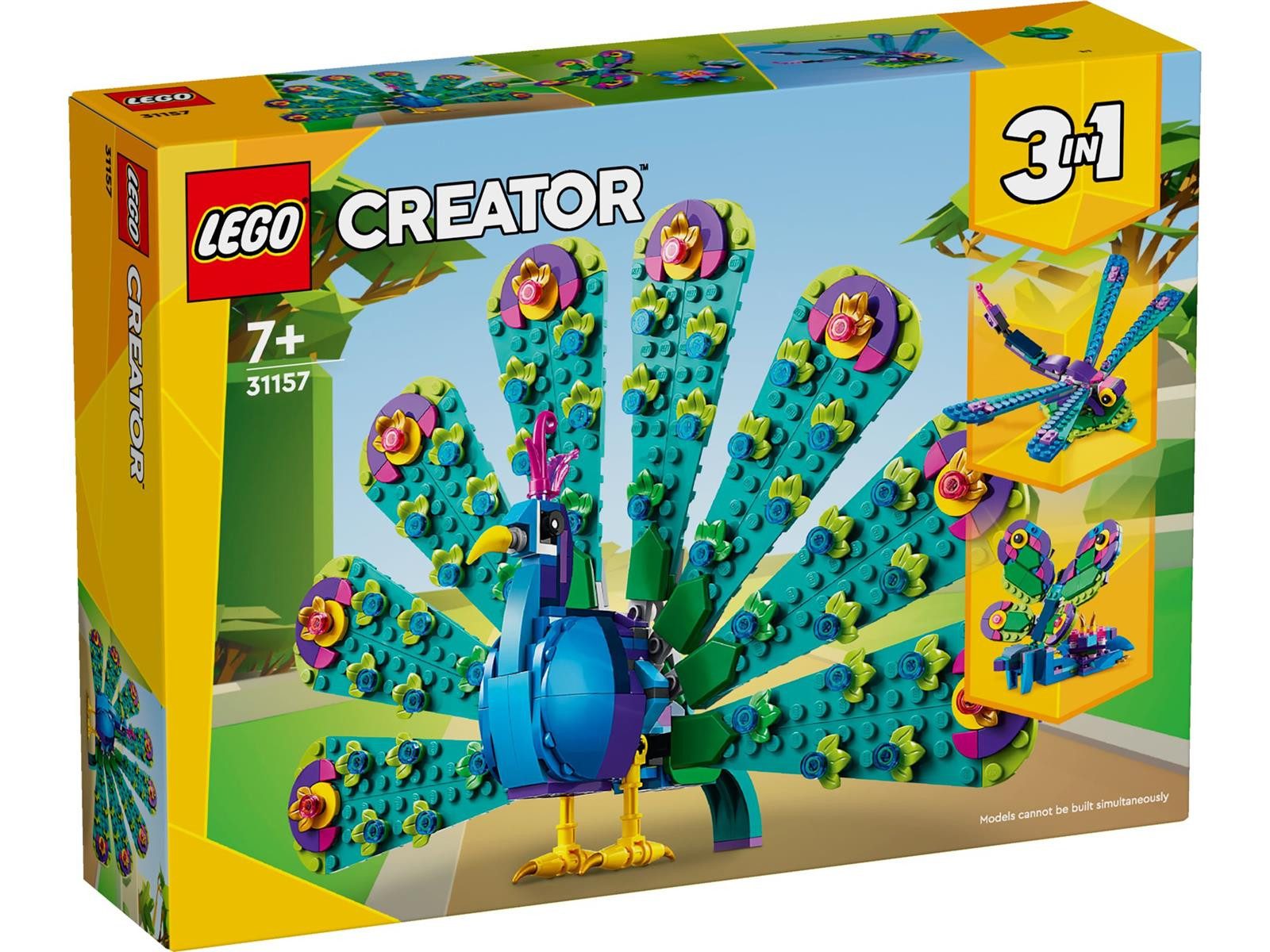LEGO® LEGO® Creator 3-in-1 31157 Exotischer Pfau Konstruktionsspielsteine, (355 St)
