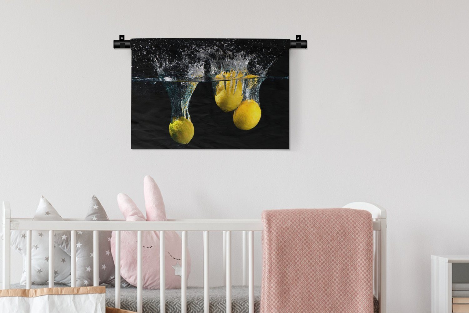 MuchoWow Wanddekoobjekt Zitrone - Frucht Kleid, Kinderzimmer Wohnzimmer, Wandbehang, Schlafzimmer, - für - Wanddeko - Gelb, Stilleben Wasser