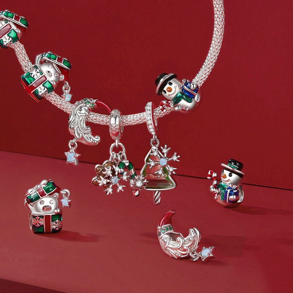 Perlen Perlen POCHUMIDUU Halsketten Bead 925 Armband Armbänder, für Schneemann Sterling Weihnachtsgeschenk), diy (1-tlg., Silber