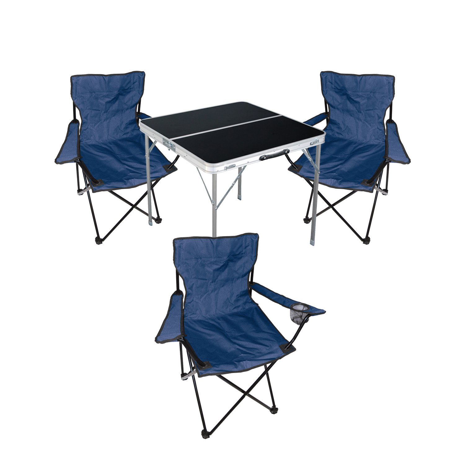 Campingstühle Set + Tasche Campingmöbel schwarz Mojawo mit Essgruppe Tisch 4-teiliges