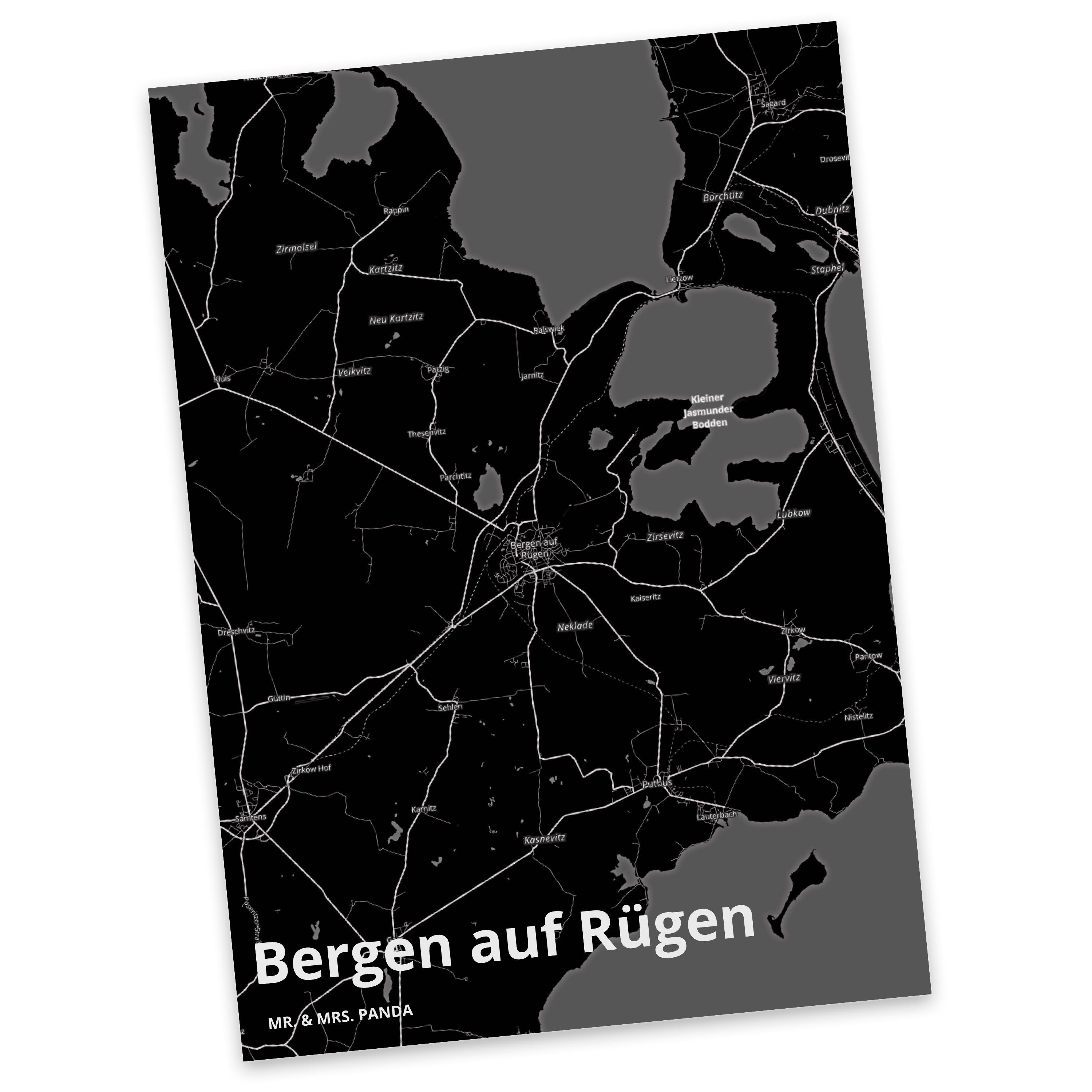 Mr. & Mrs. Panda Postkarte Bergen auf Rügen - Geschenk, Dorf, Stadt Dorf Karte Landkarte Map Sta