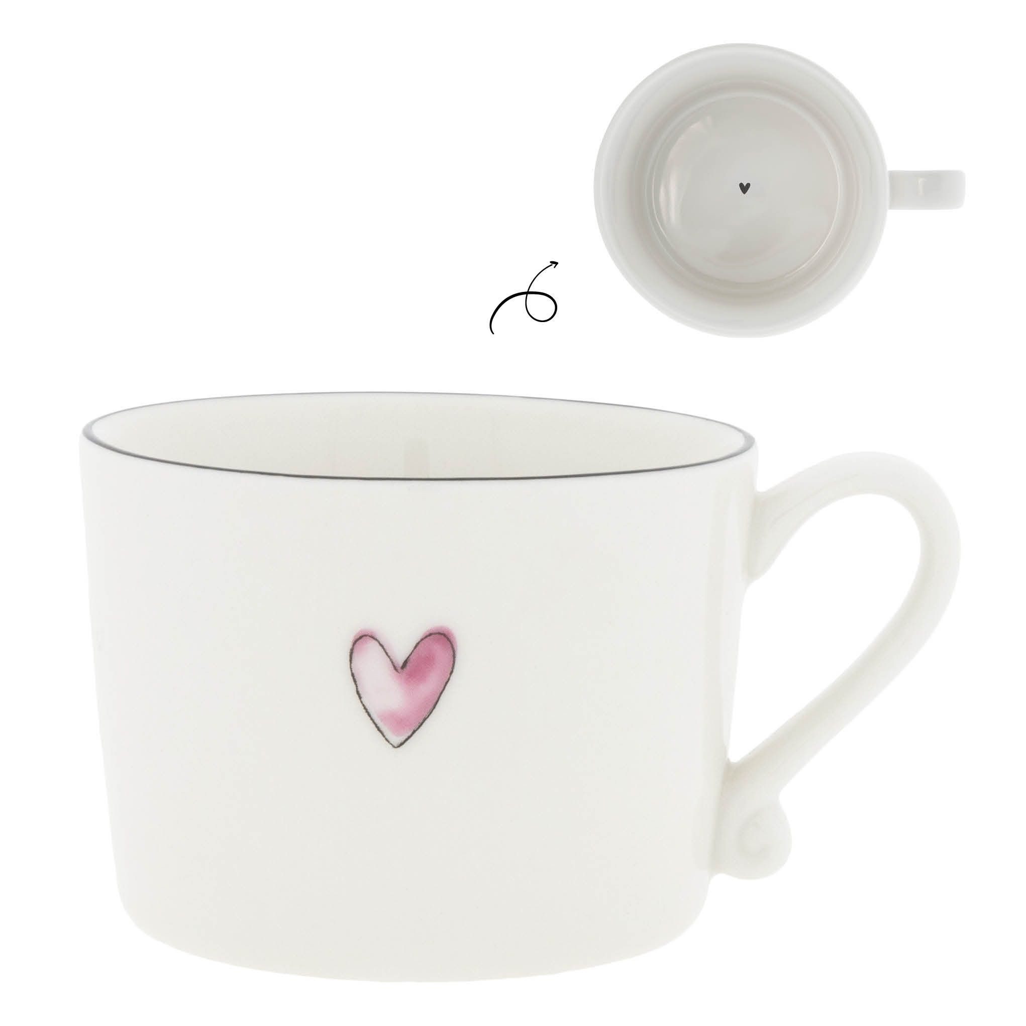 Bastion Collections Tasse Watercolour Heart, Keramik, Spülmaschinengeeignet, Weiß, Motiv: Herz